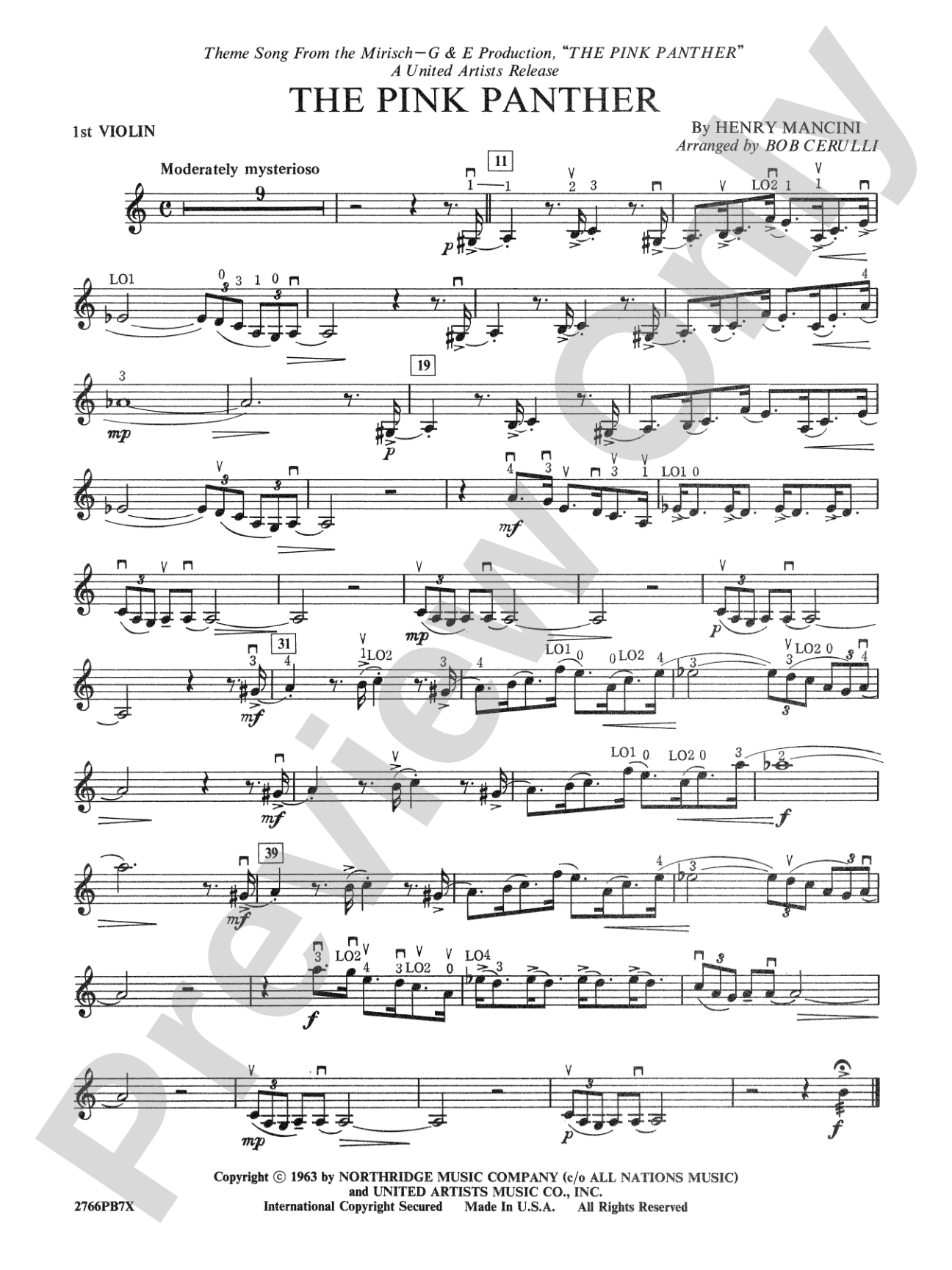 The Pink Panther: 1st Violin