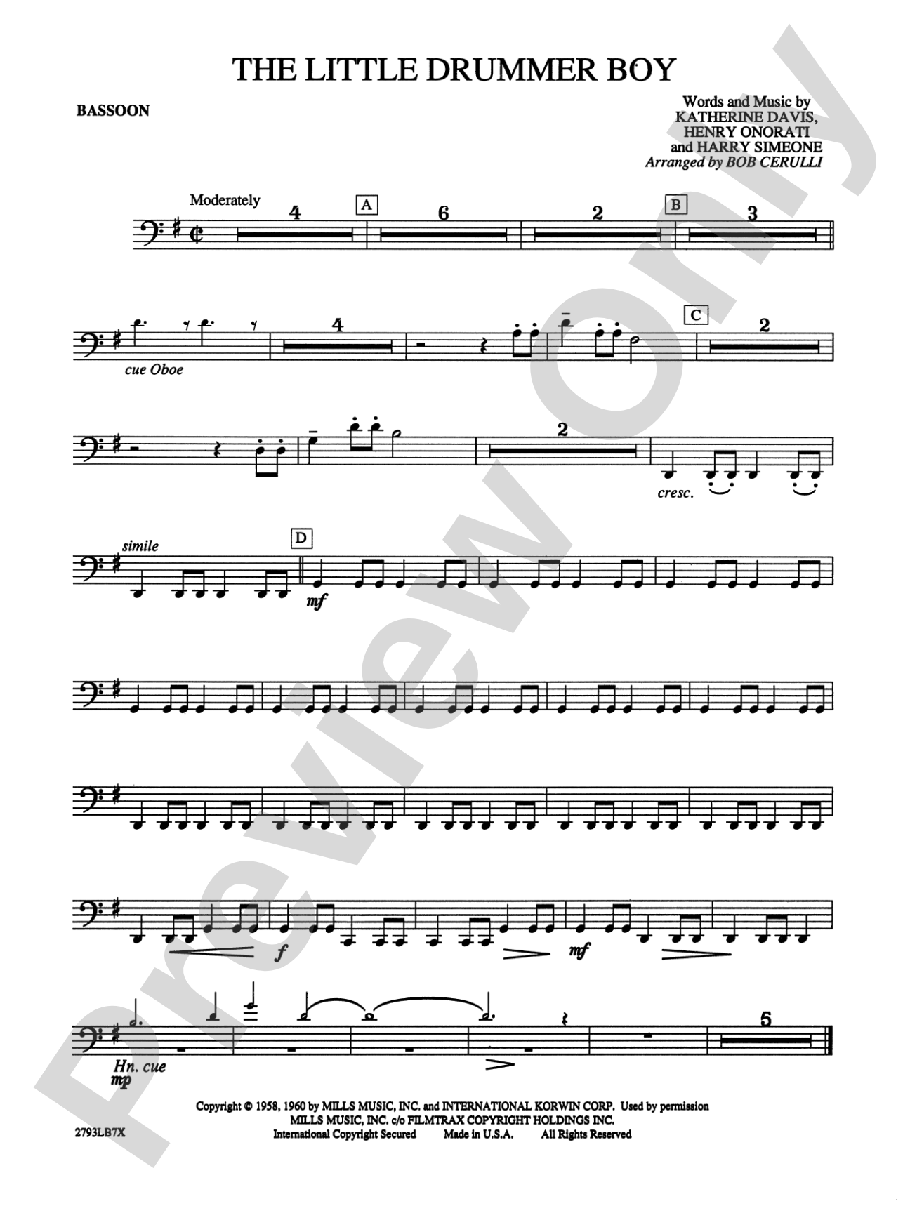 The Little Drummer Boy: Bassoon