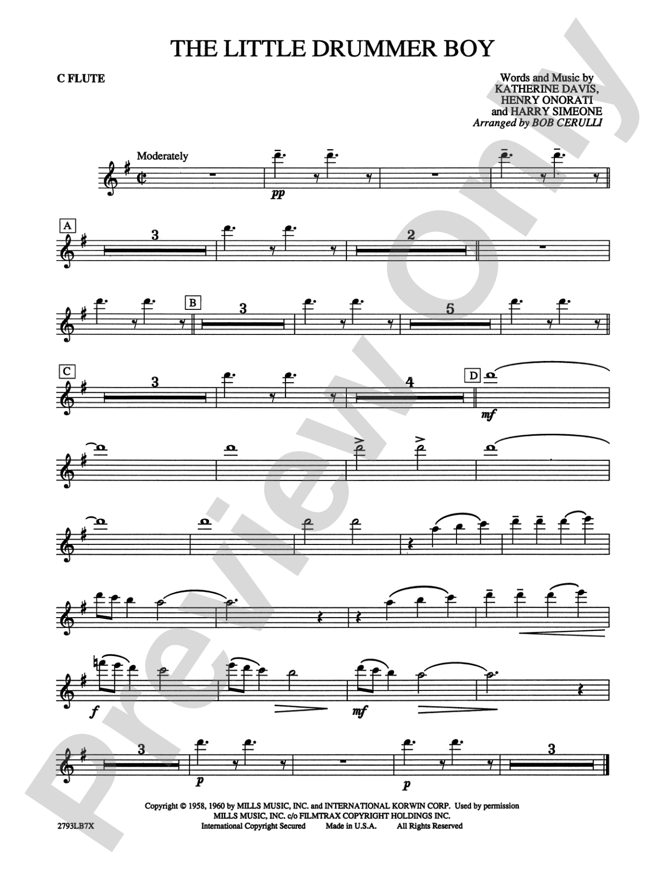 The Little Drummer Boy: Flute