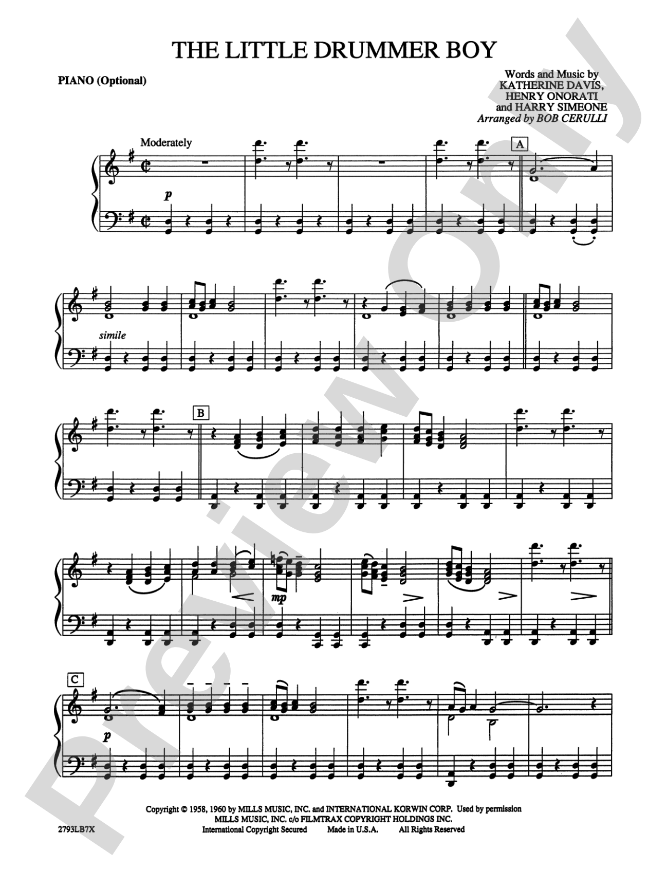 The Little Drummer Boy: Piano Accompaniment