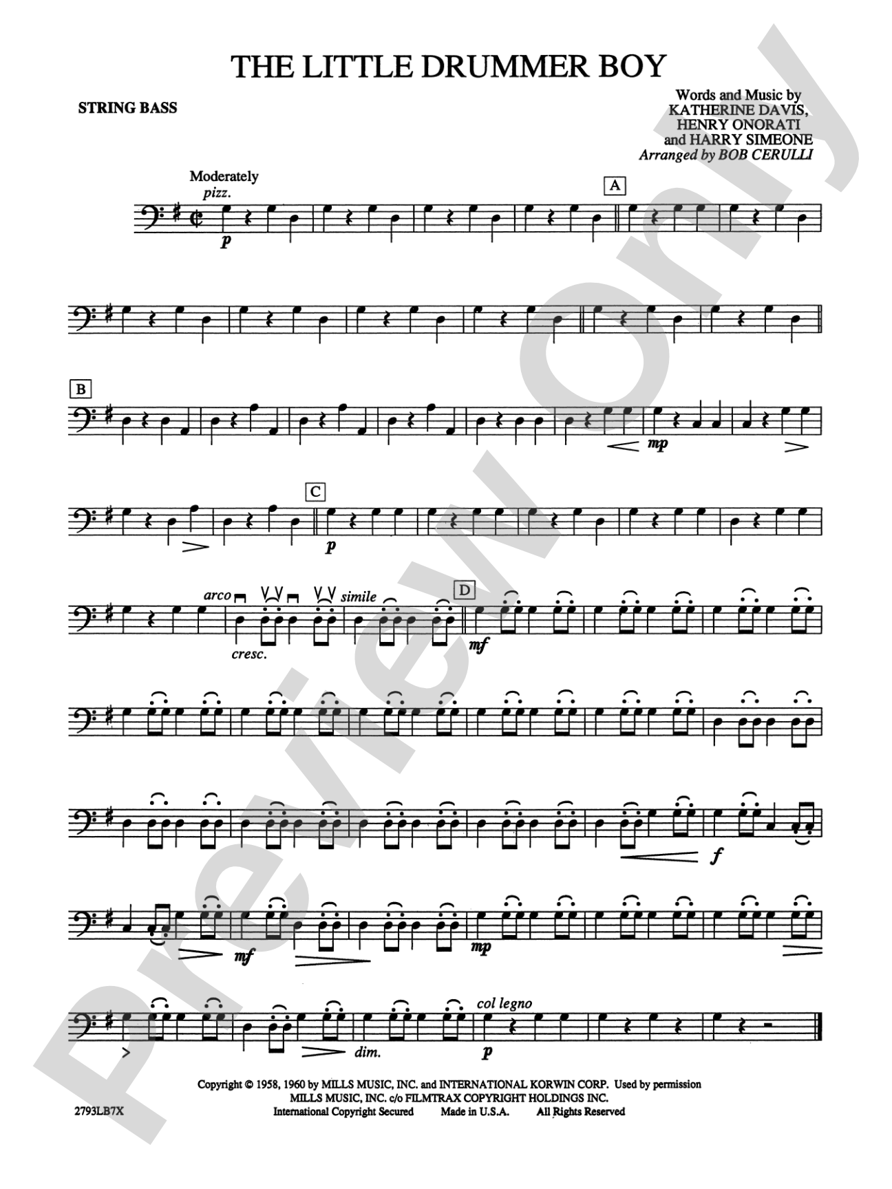 The Little Drummer Boy: String Bass