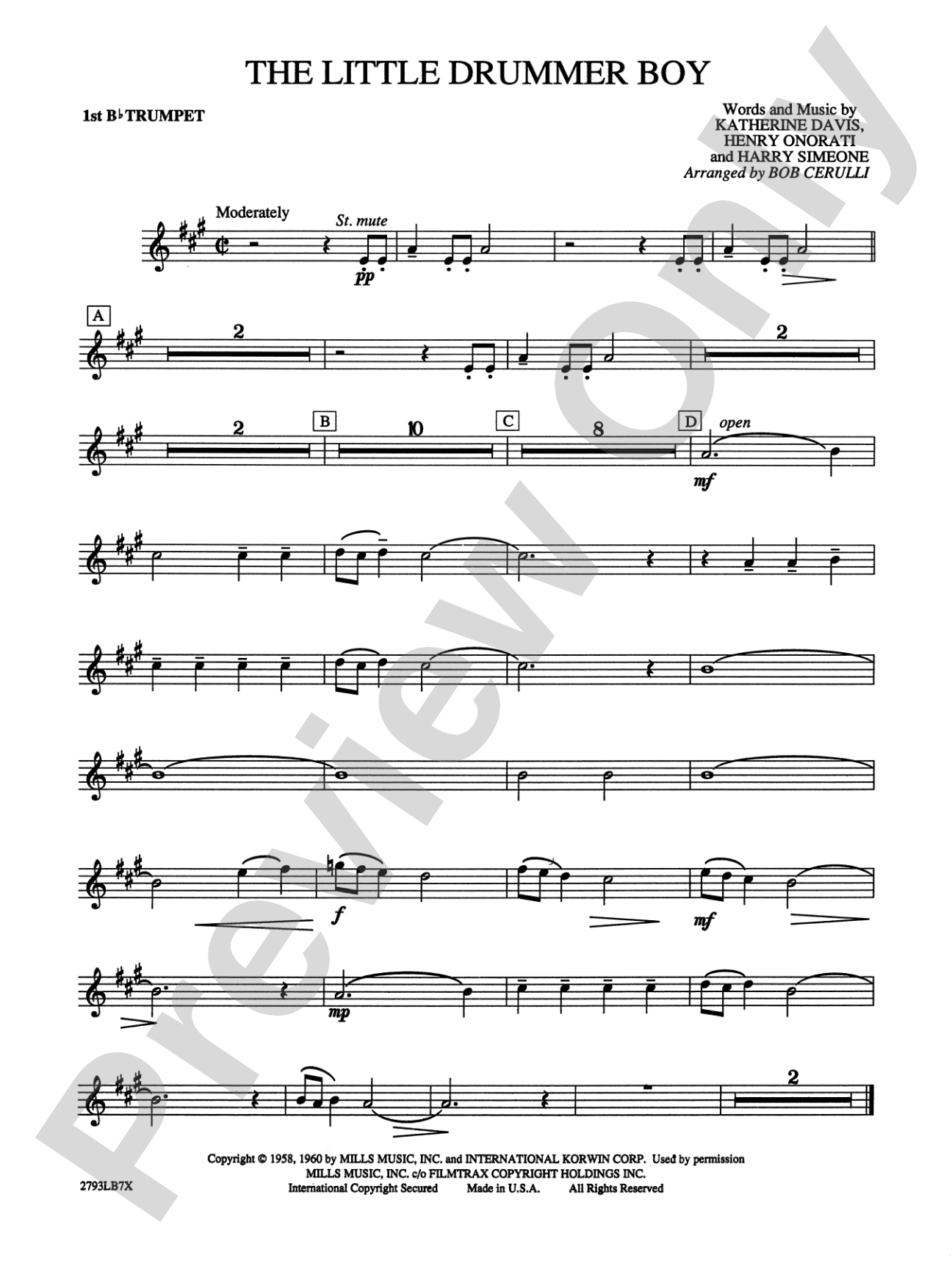 The Little Drummer Boy: 1st B-flat Trumpet