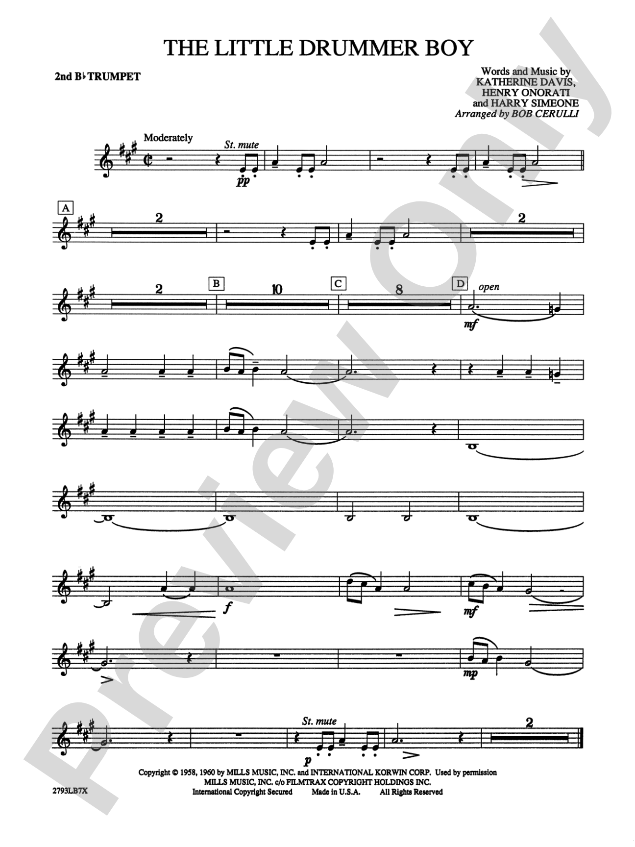The Little Drummer Boy: 2nd B-flat Trumpet