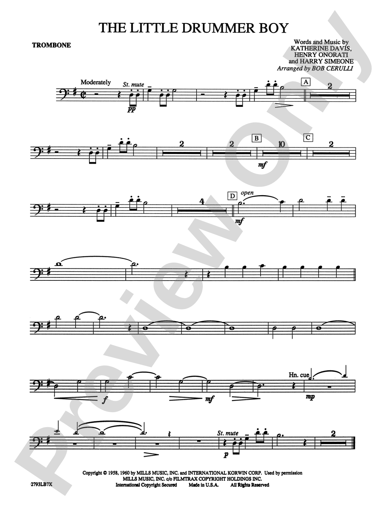 The Little Drummer Boy: 1st Trombone