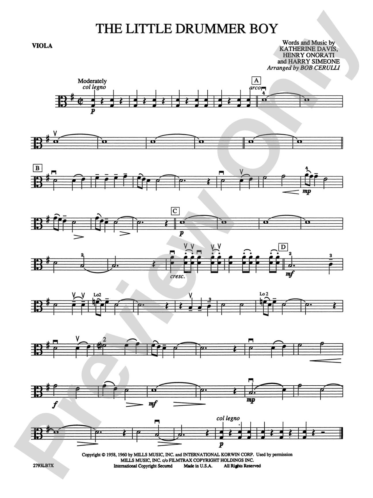 The Little Drummer Boy: Viola