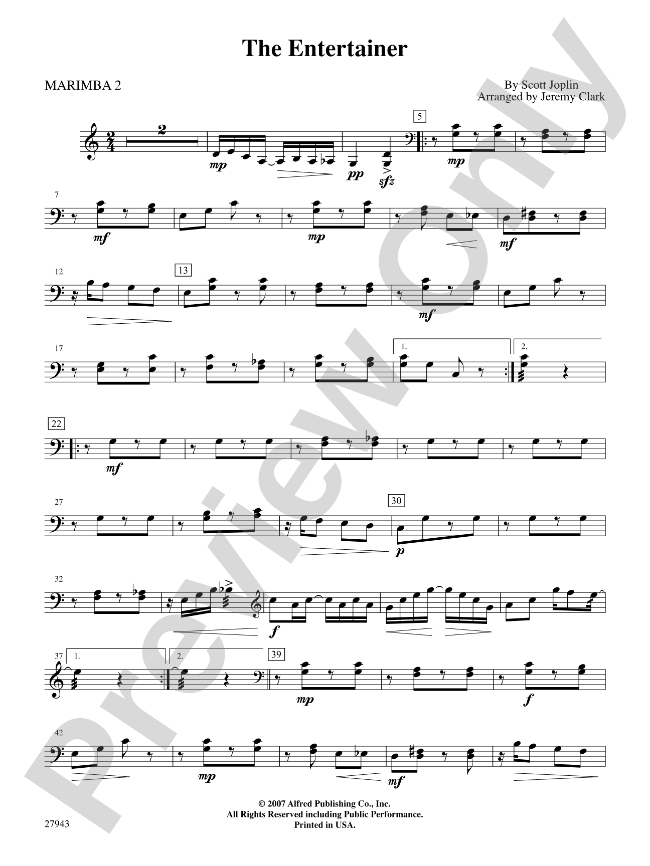 The Entertainer: 2nd Mallet Percussion
