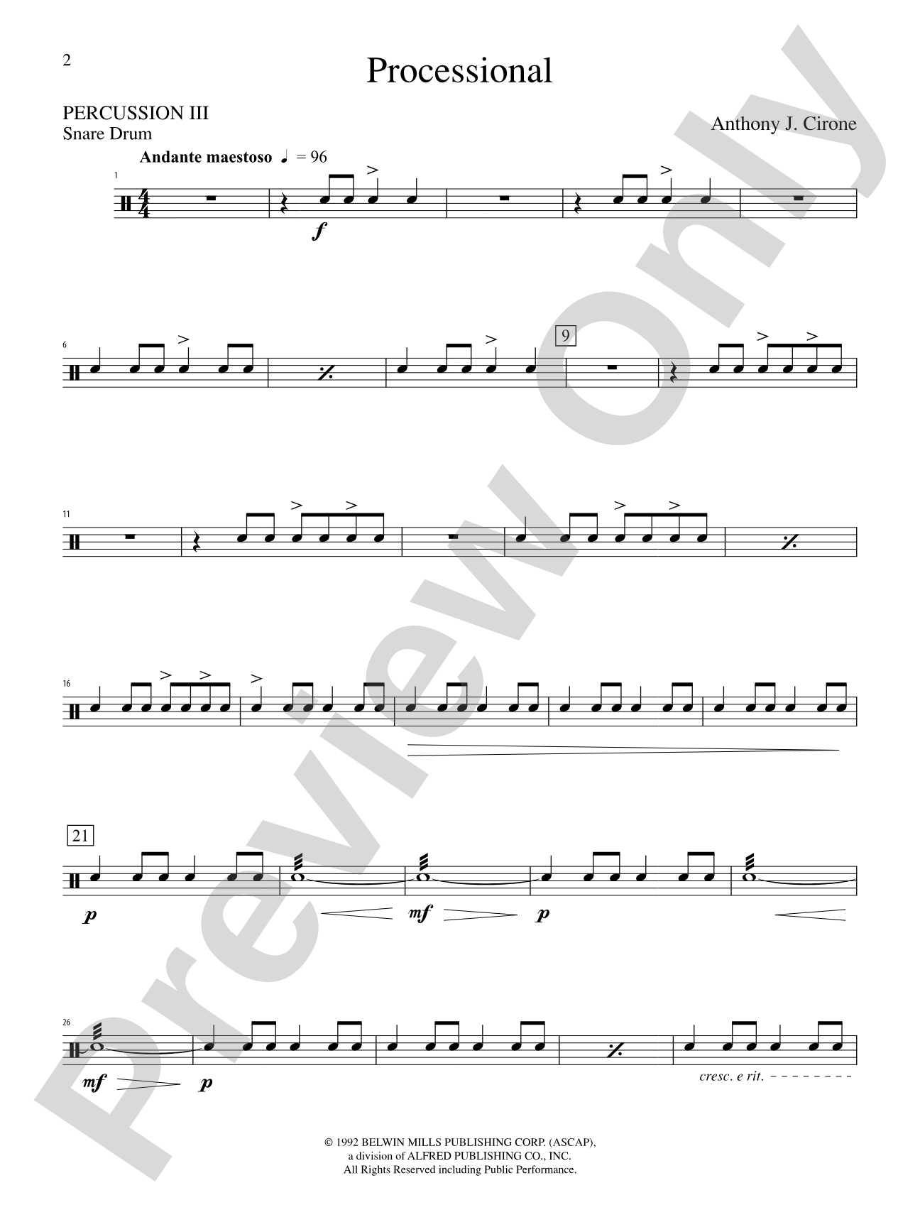 The Anthony J. Cirone Intermediate Percussion Ensemble Collection: 3rd Percussion