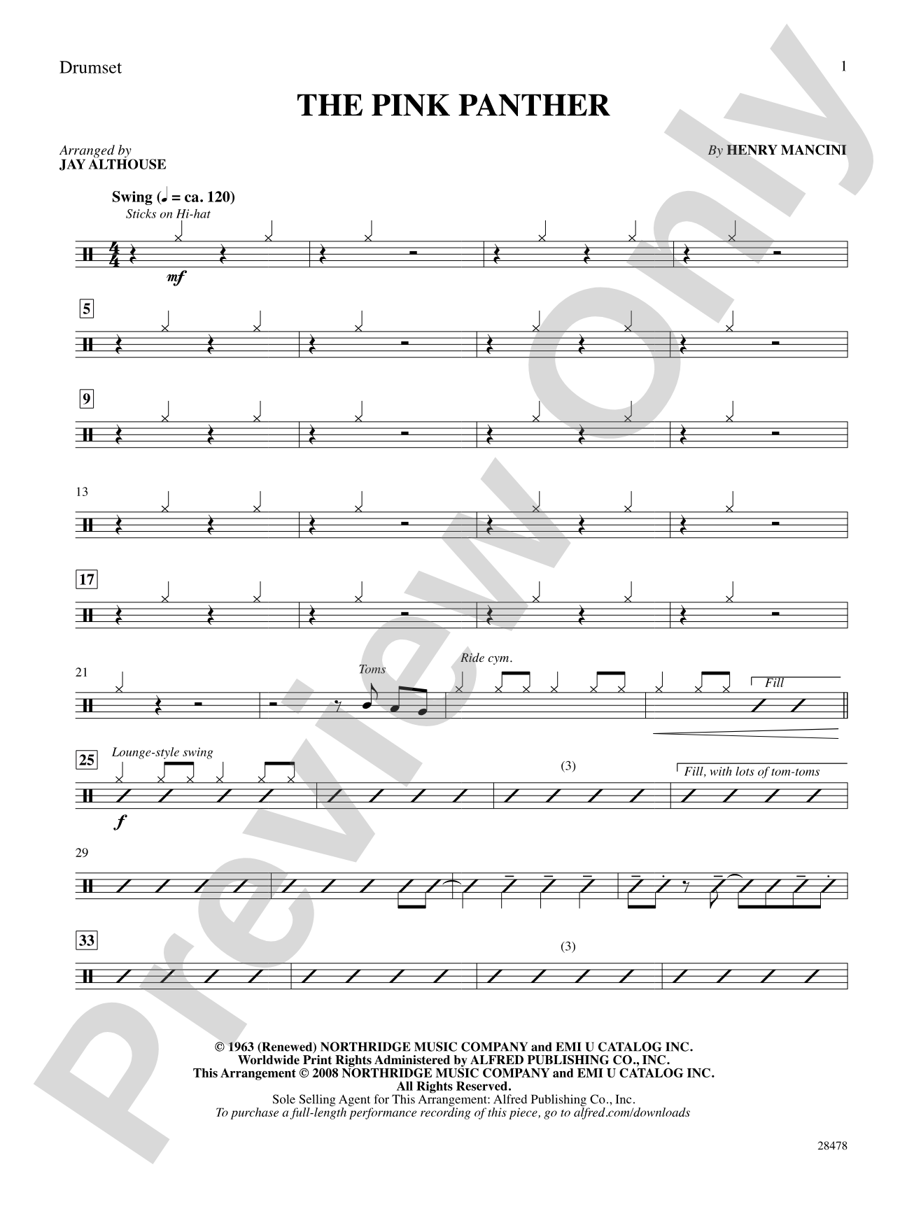 The Pink Panther: Drums: Choral SoundPax