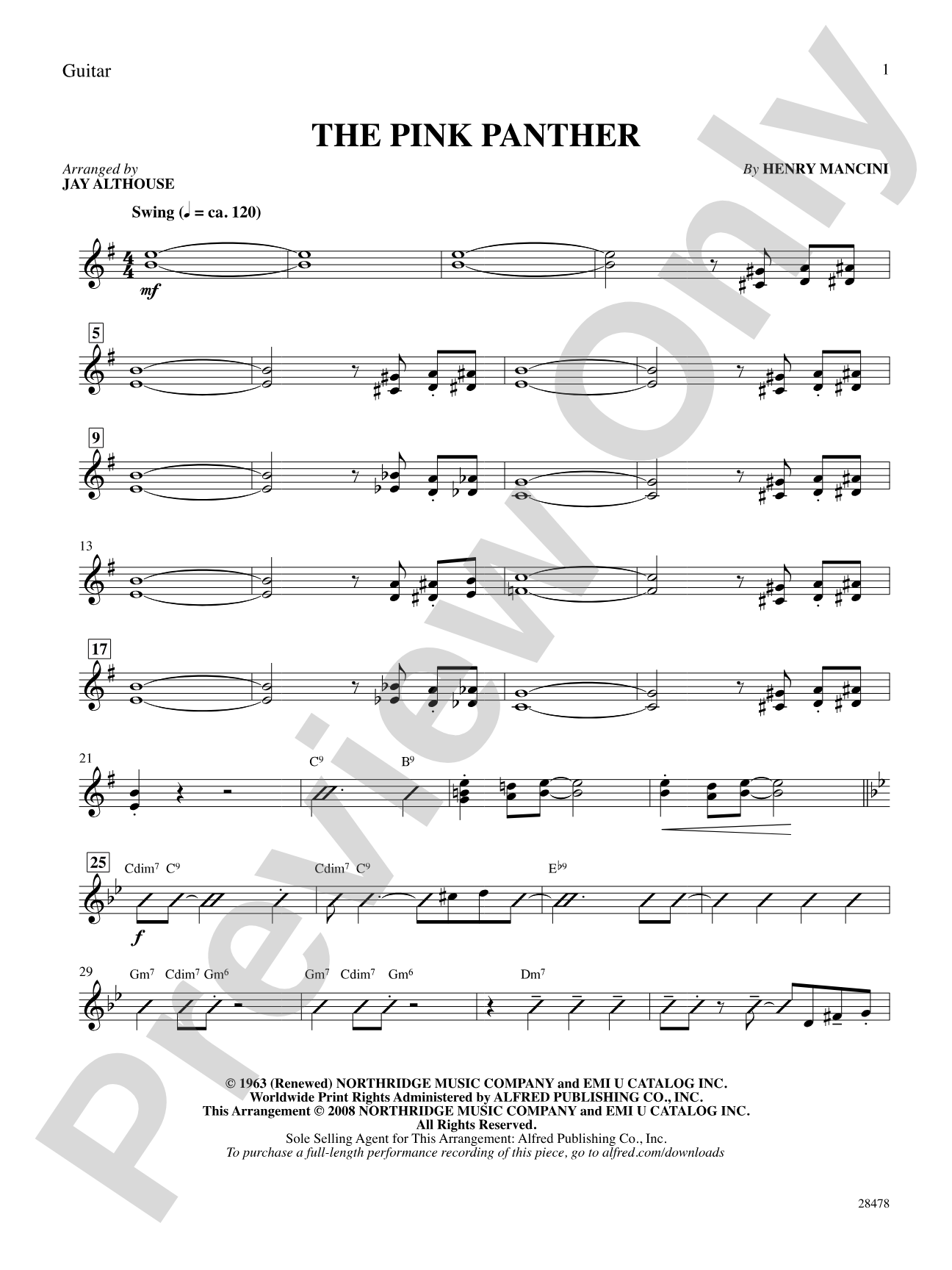 The Pink Panther: Guitar: Choral SoundPax