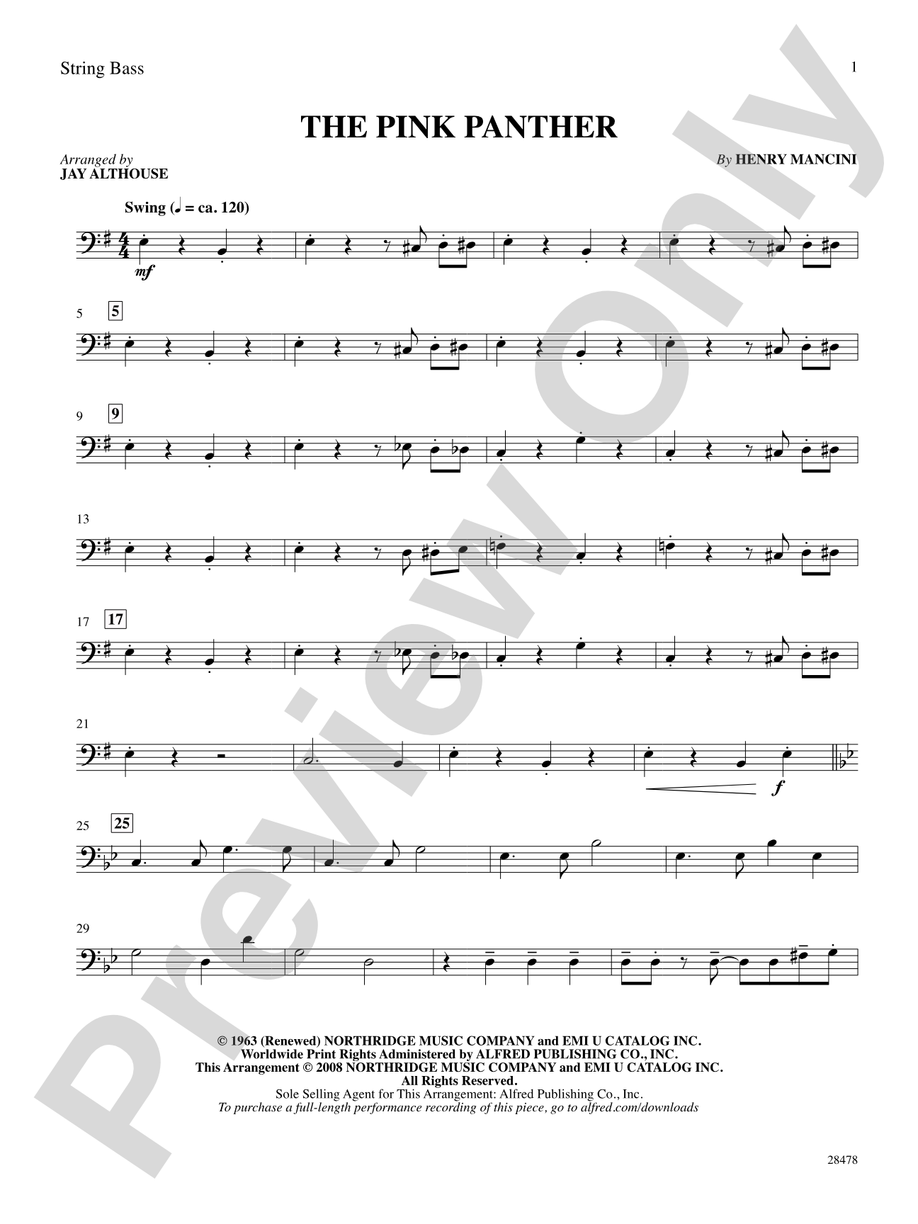 The Pink Panther: String Bass: Choral SoundPax