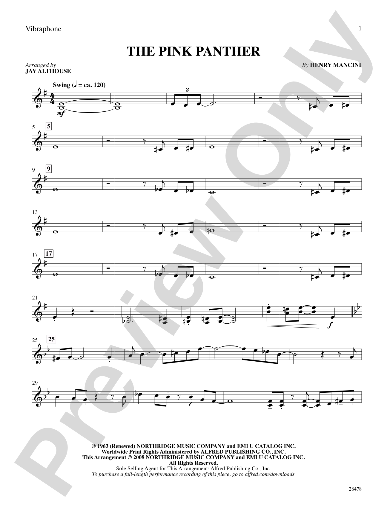 The Pink Panther: Vibraphone: Choral SoundPax