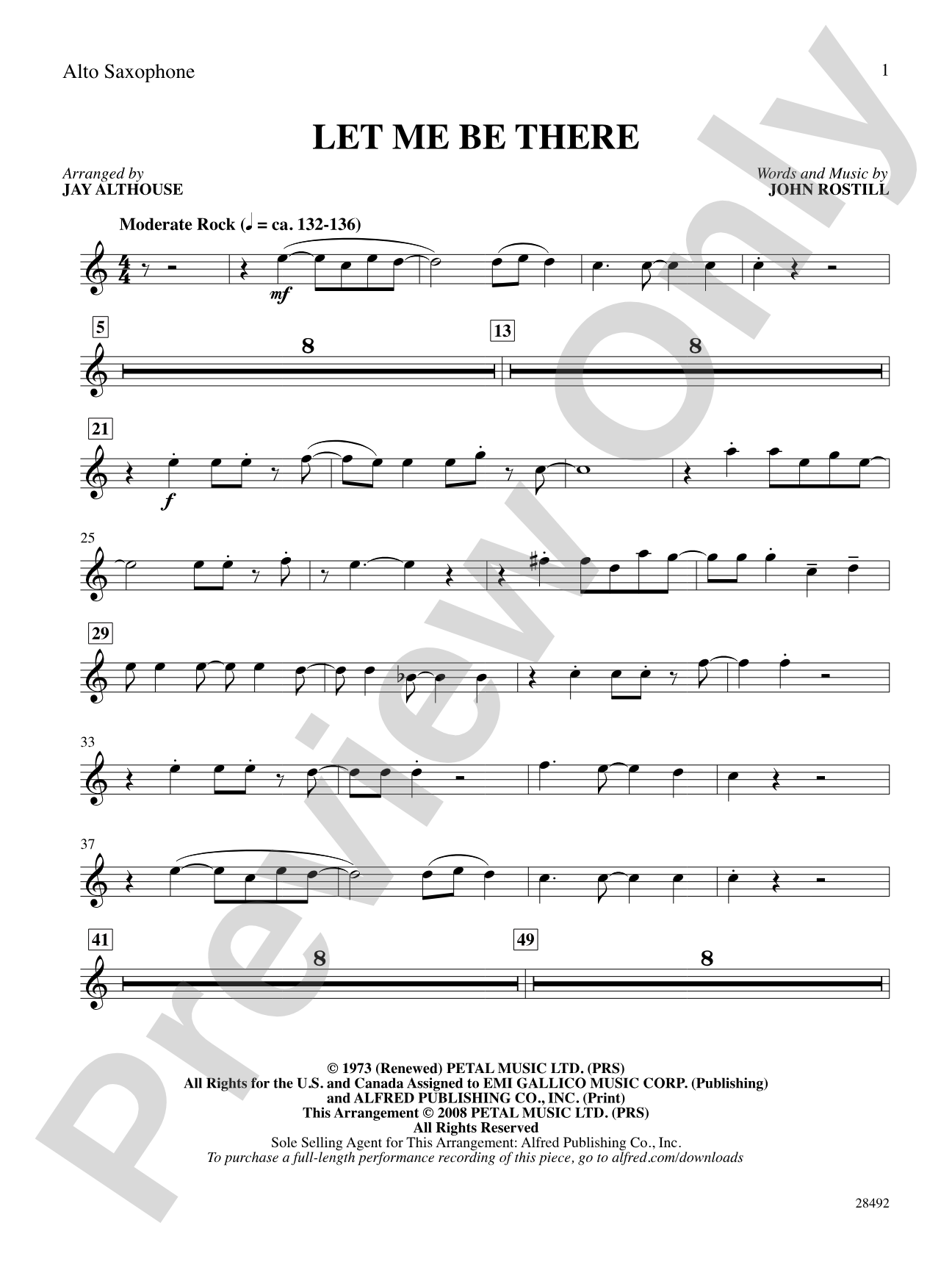 Let Me Be There: E-flat Alto Saxophone: Choral SoundPax