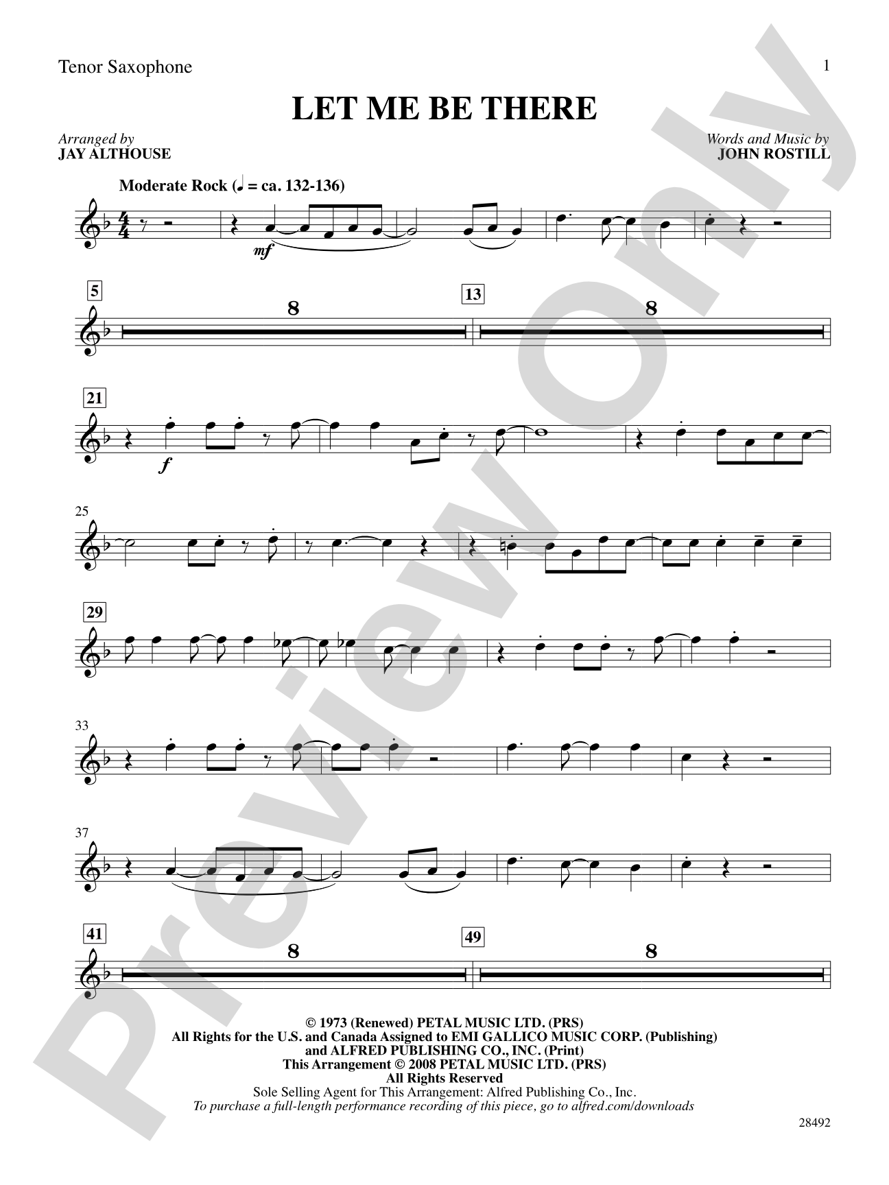 Let Me Be There: B-flat Tenor Saxophone: Choral SoundPax