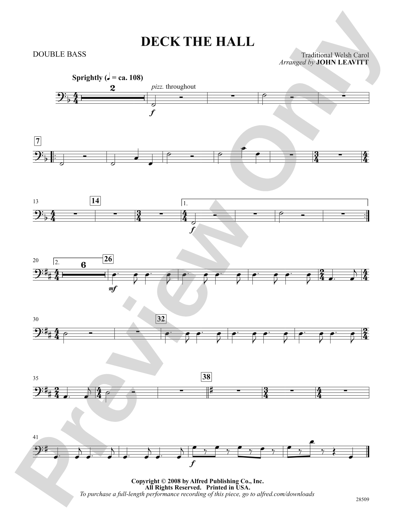 Deck the Hall: String Bass: Choral SoundPax