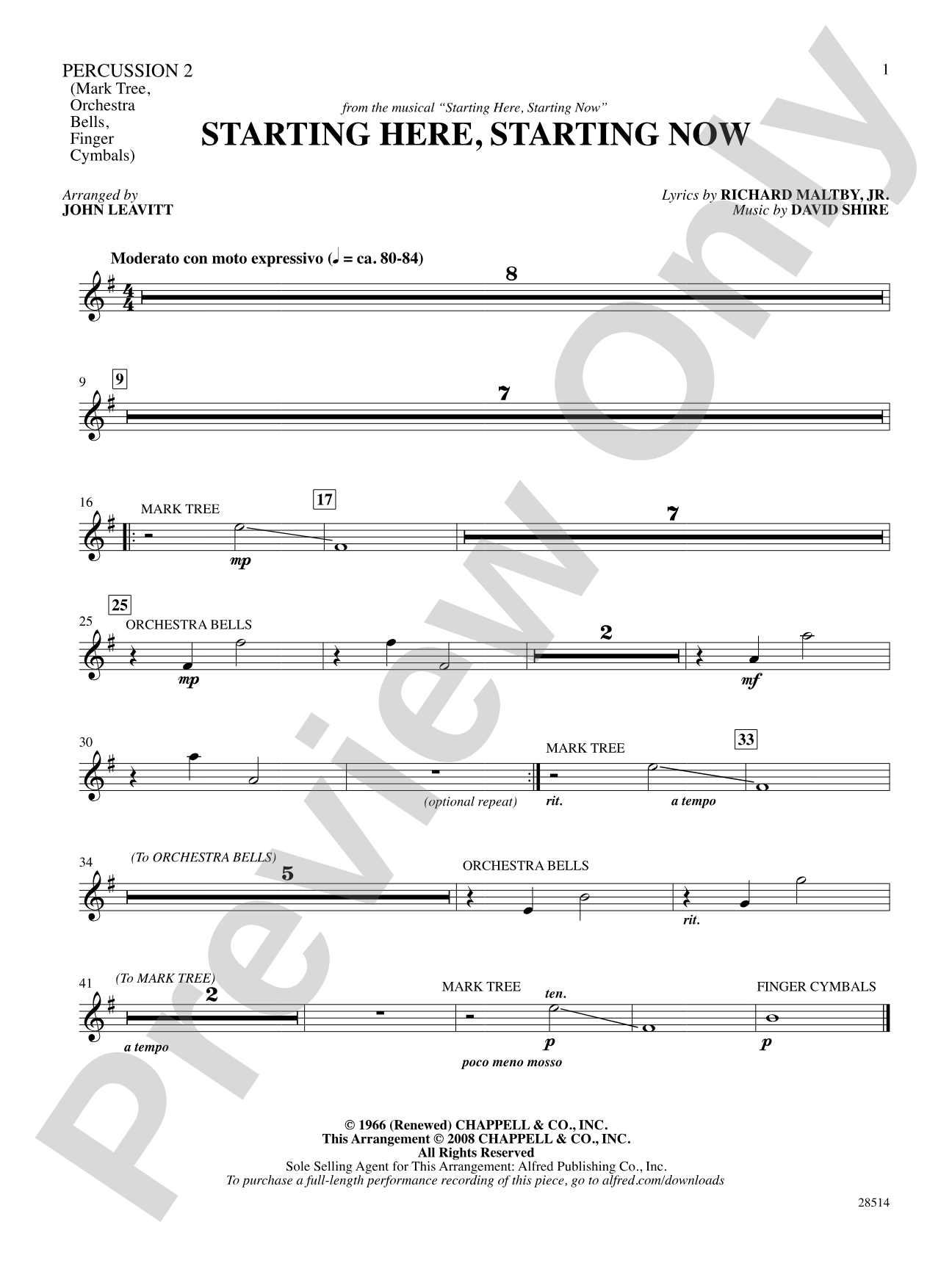 Starting Here, Starting Now (from the musical Starting Here, Starting Now): 1st Percussion: Choral SoundPax