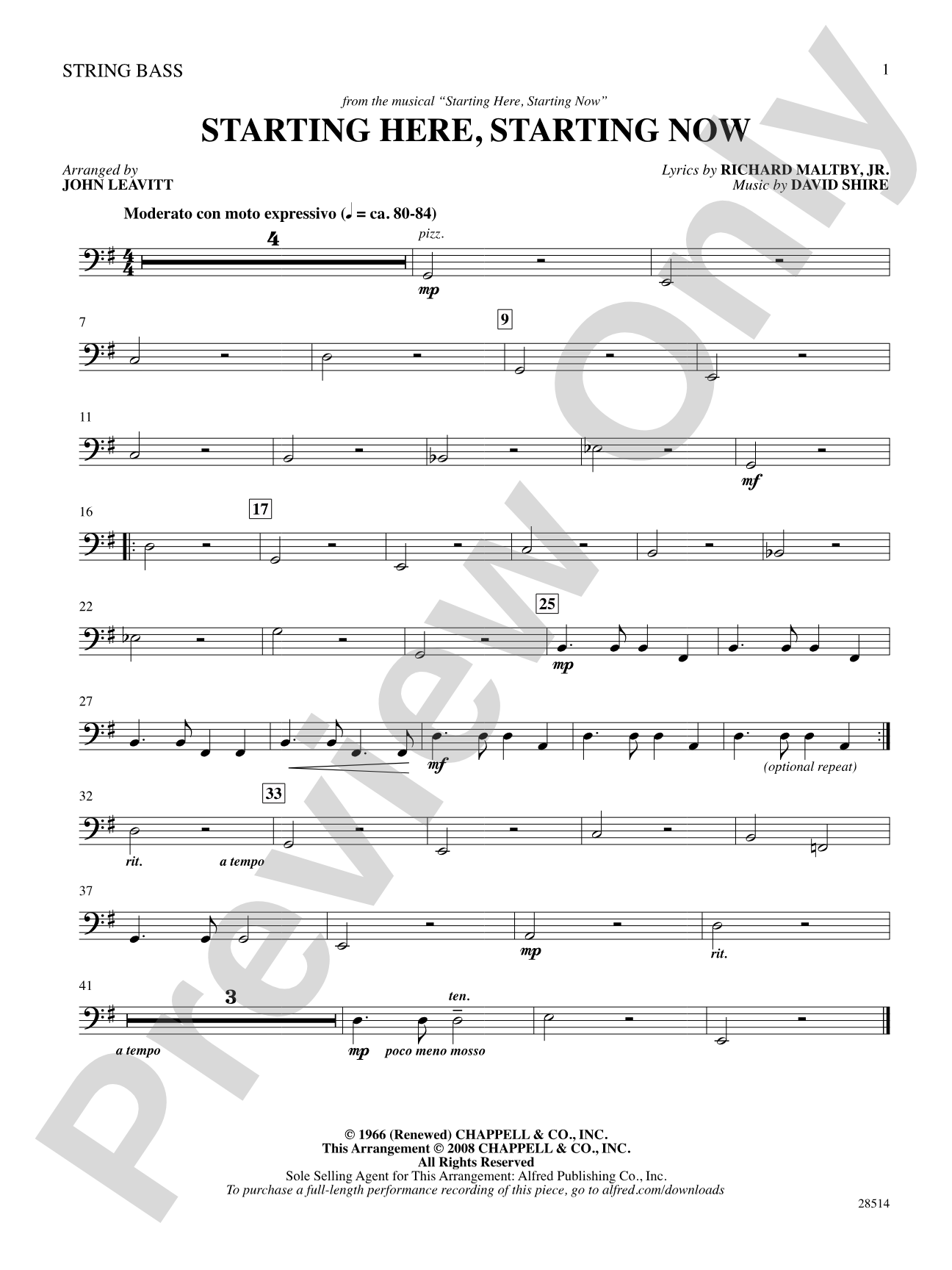 Starting Here, Starting Now (from the musical Starting Here, Starting Now): String Bass: Choral SoundPax