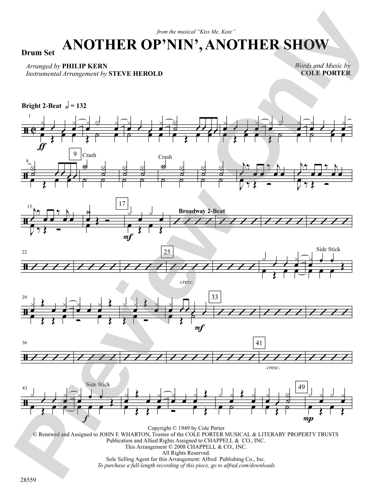 Another Op'nin', Another Show: Drums: Choral SoundPax