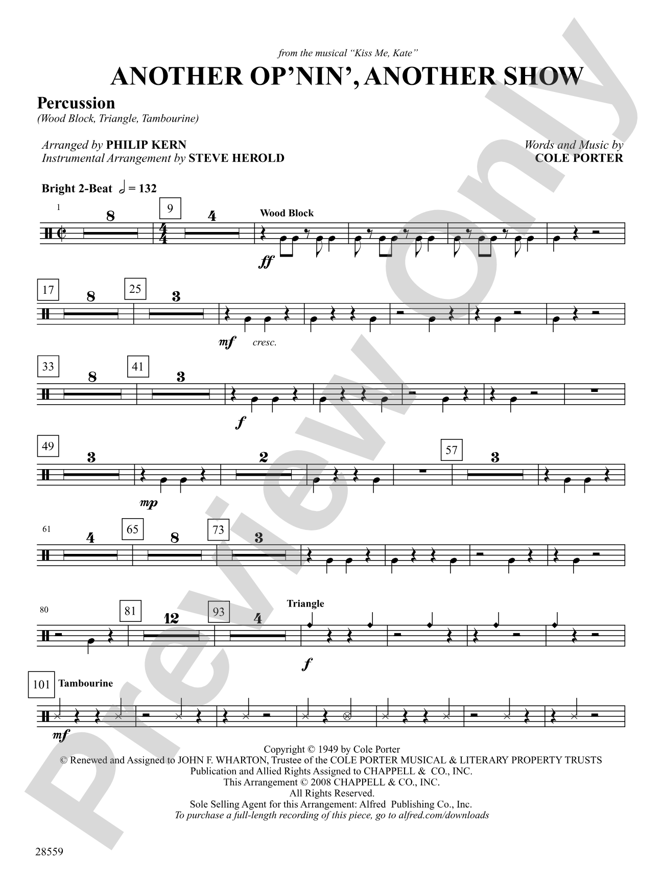 Another Op'nin', Another Show: 1st Percussion: Choral SoundPax