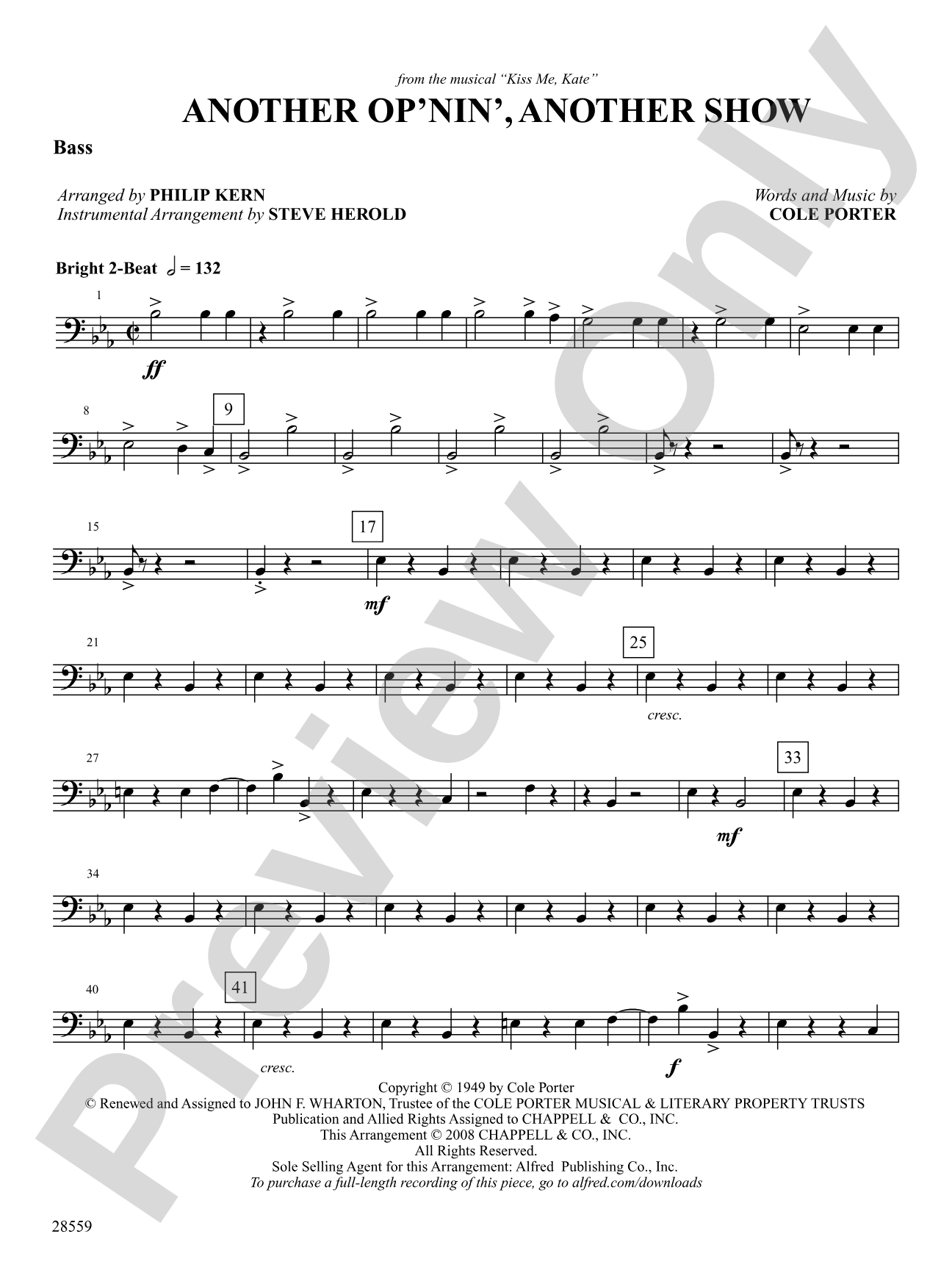 Another Op'nin', Another Show: String Bass: Choral SoundPax