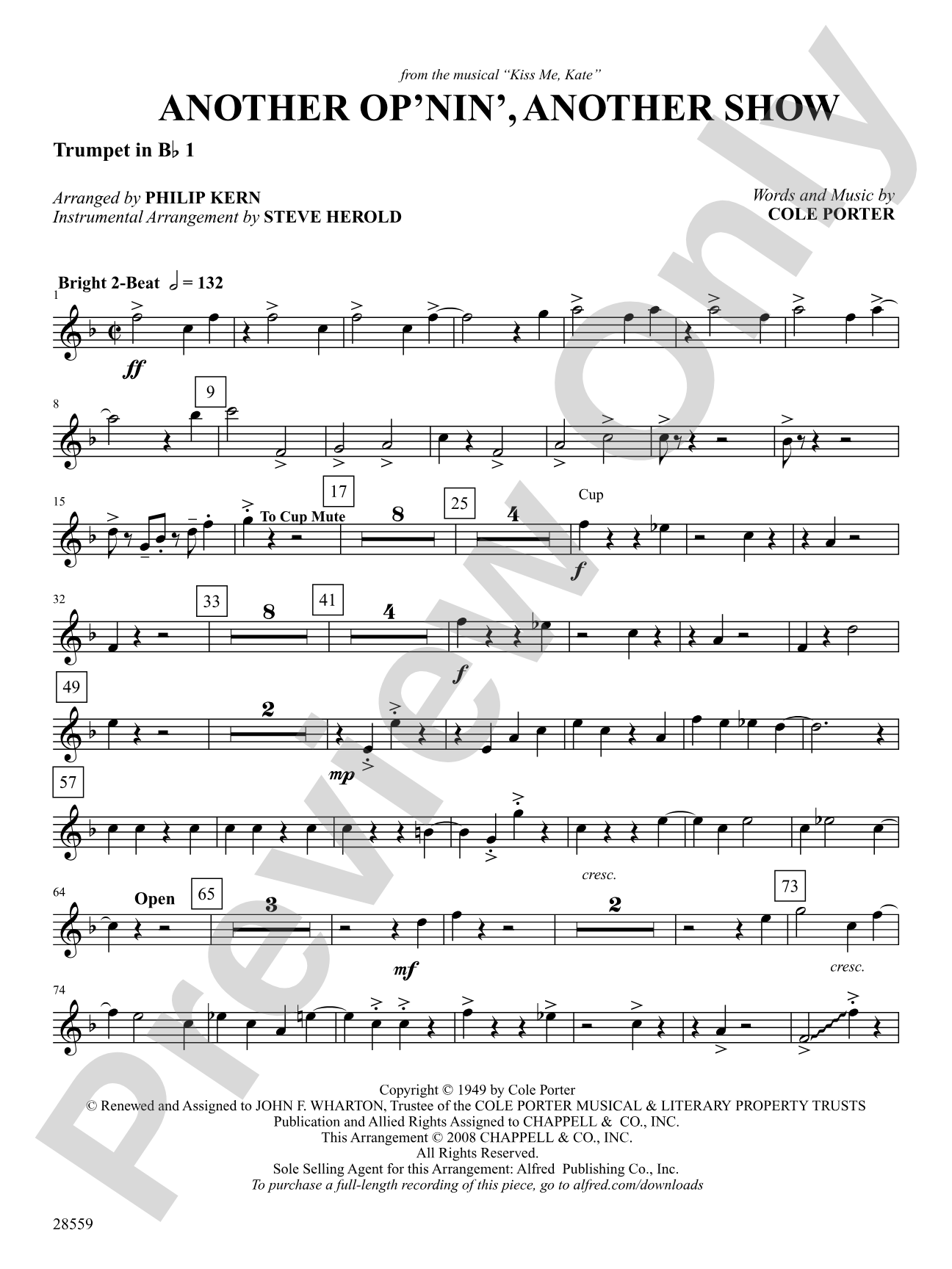 Another Op'nin', Another Show: 1st B-flat Trumpet: Choral SoundPax
