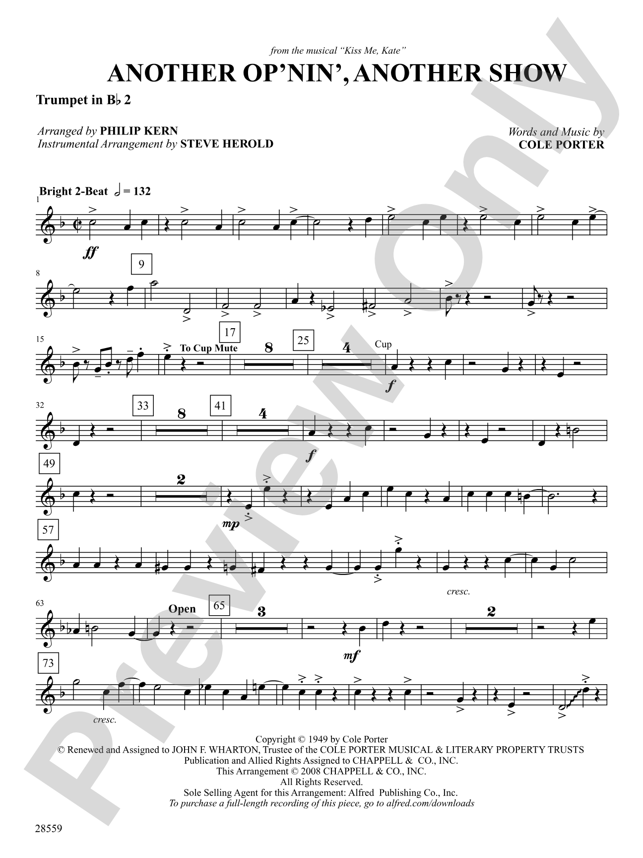 Another Op'nin', Another Show: 2nd B-flat Trumpet: Choral SoundPax