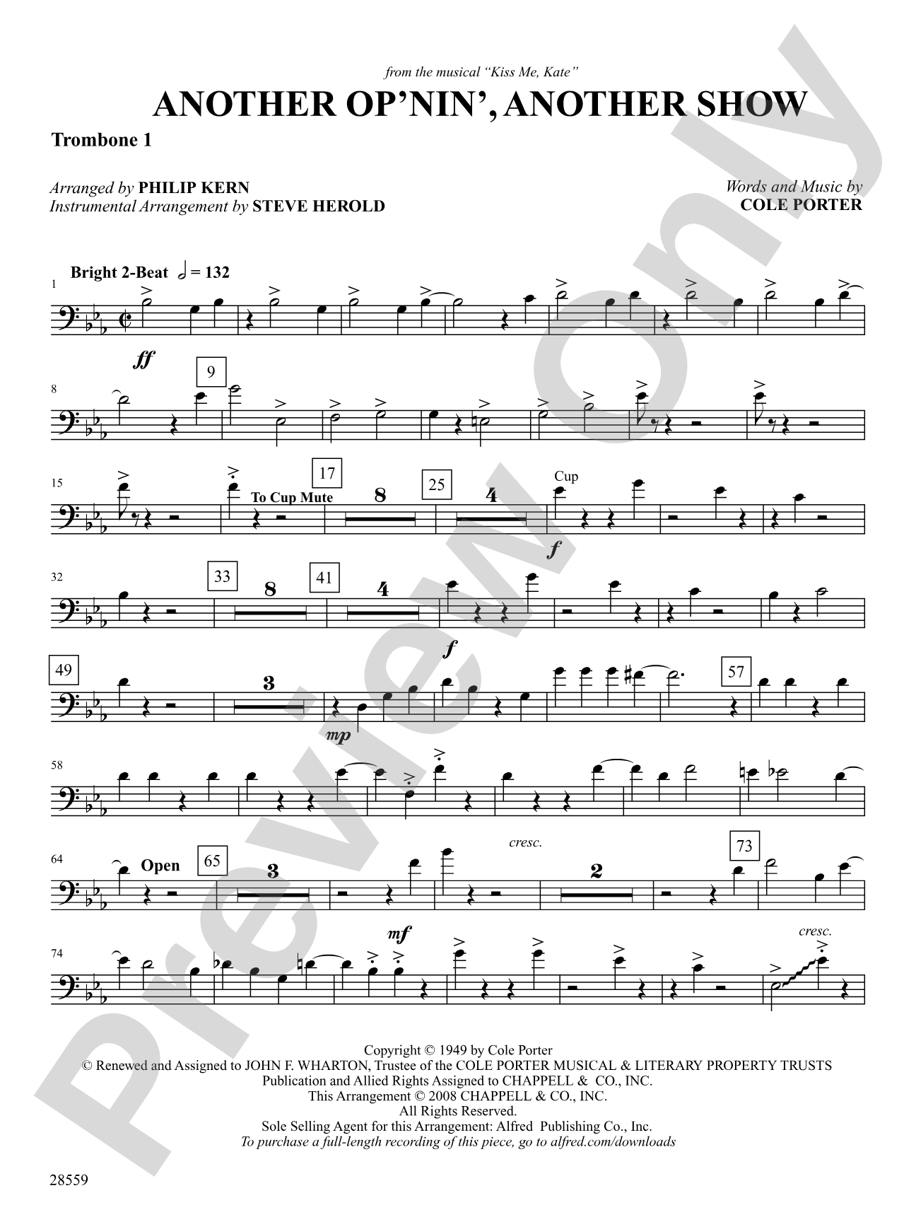 Another Op'nin', Another Show: 1st Trombone: Choral SoundPax