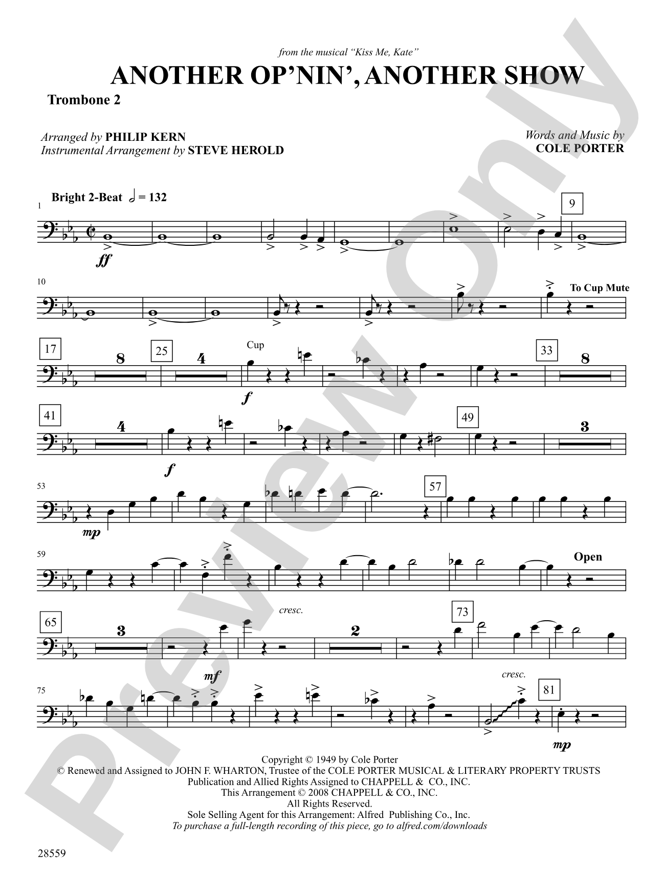 Another Op'nin', Another Show: 2nd Trombone: Choral SoundPax