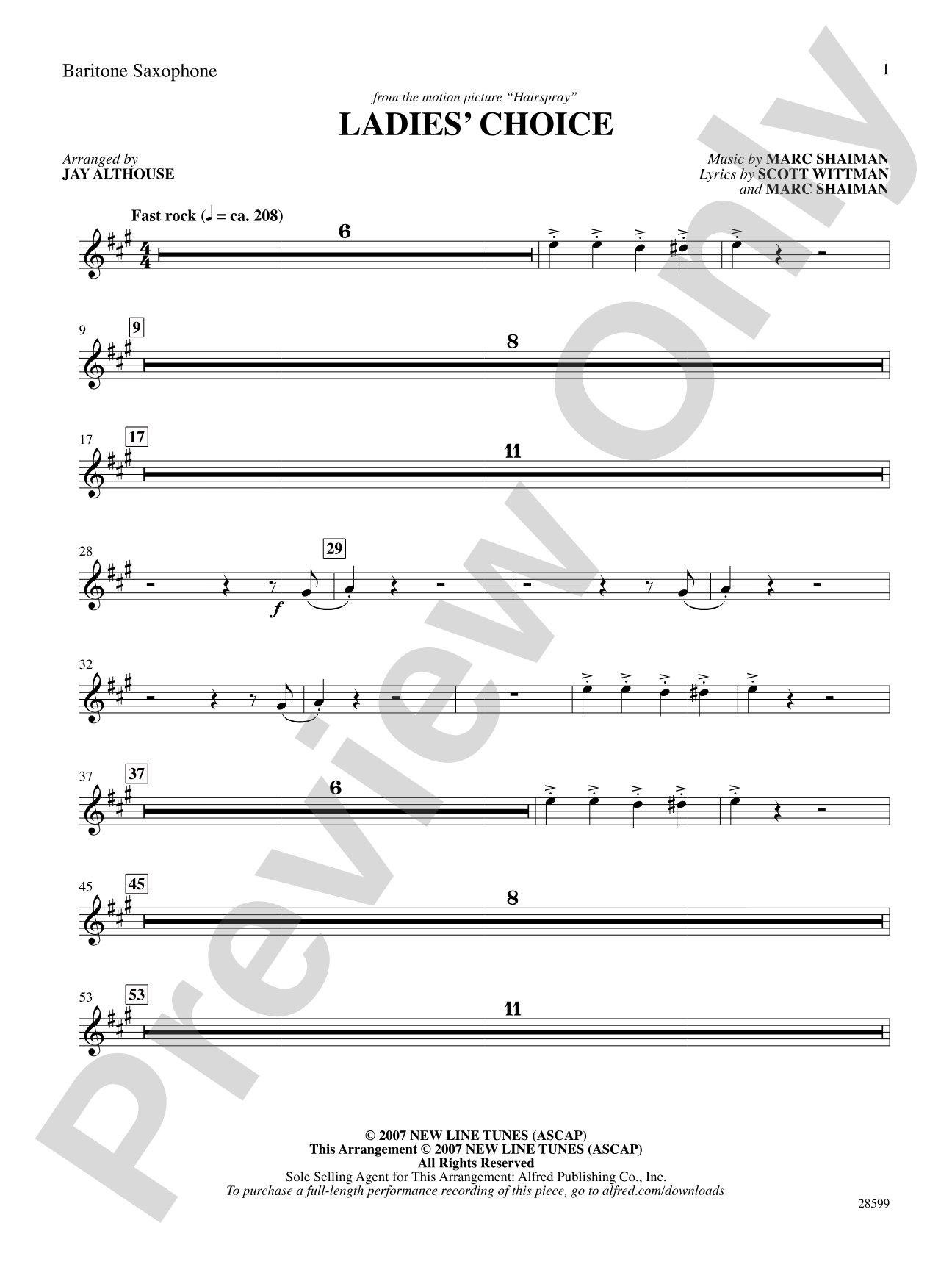 Ladies' Choice (from the movie Hairspray): E-flat Baritone Saxophone: Choral SoundPax