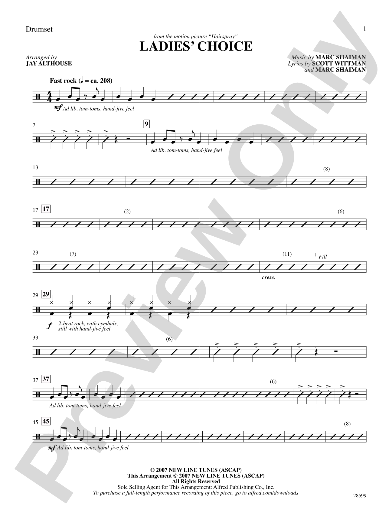 Ladies' Choice (from the movie Hairspray): Drums: Choral SoundPax