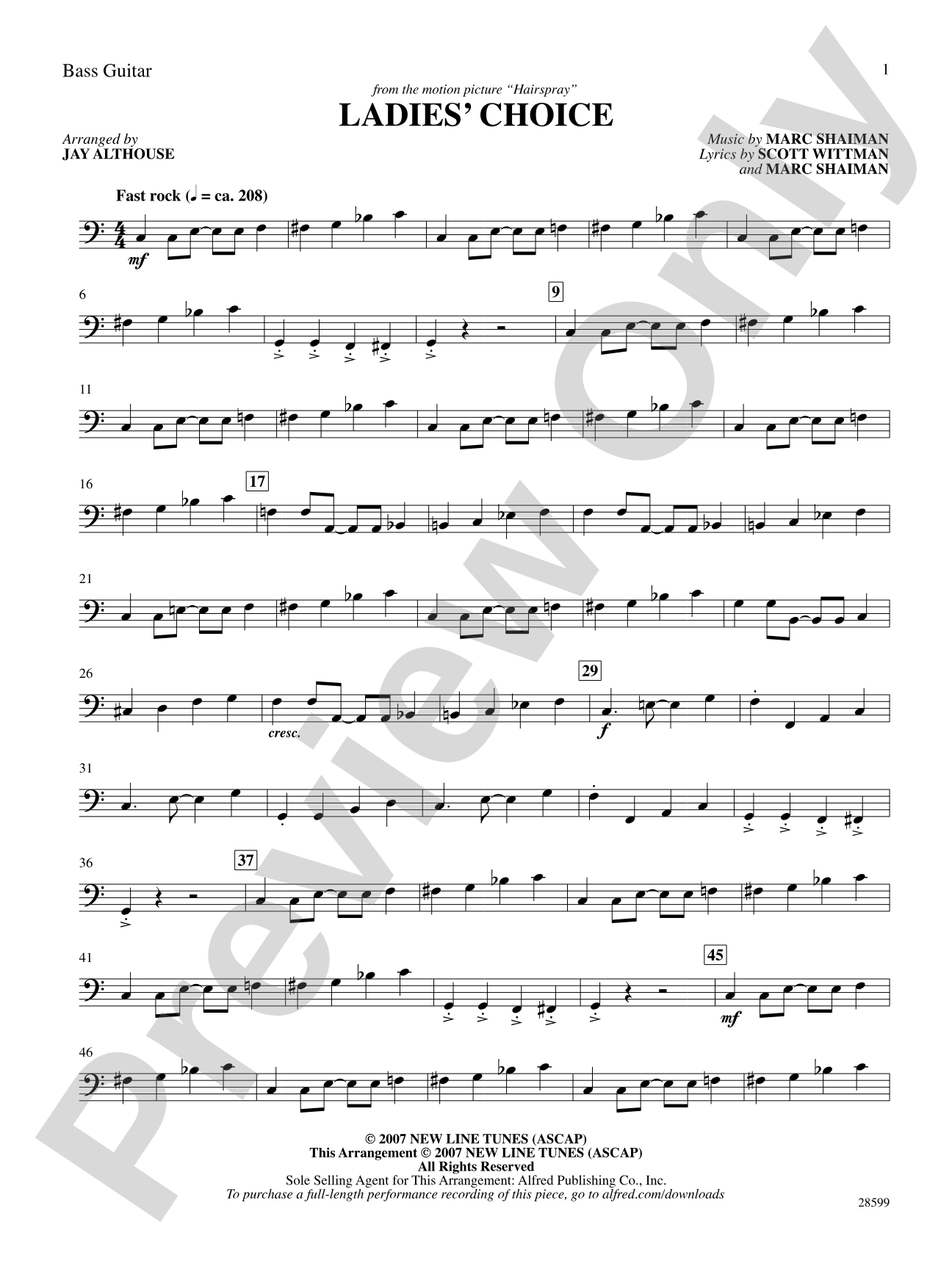 Ladies' Choice (from the movie Hairspray): String Bass: Choral SoundPax