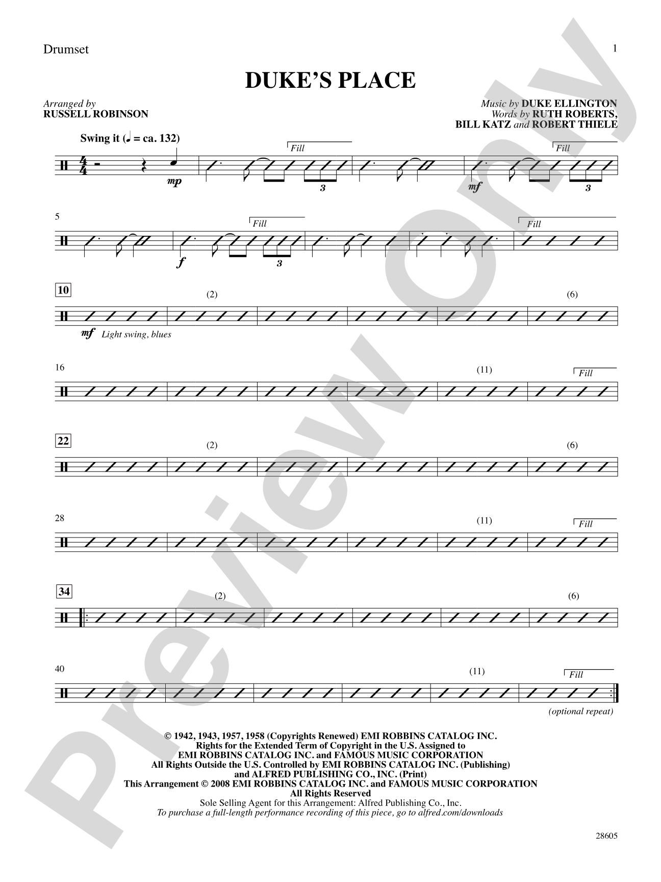 Duke's Place: Drums: Choral SoundPax