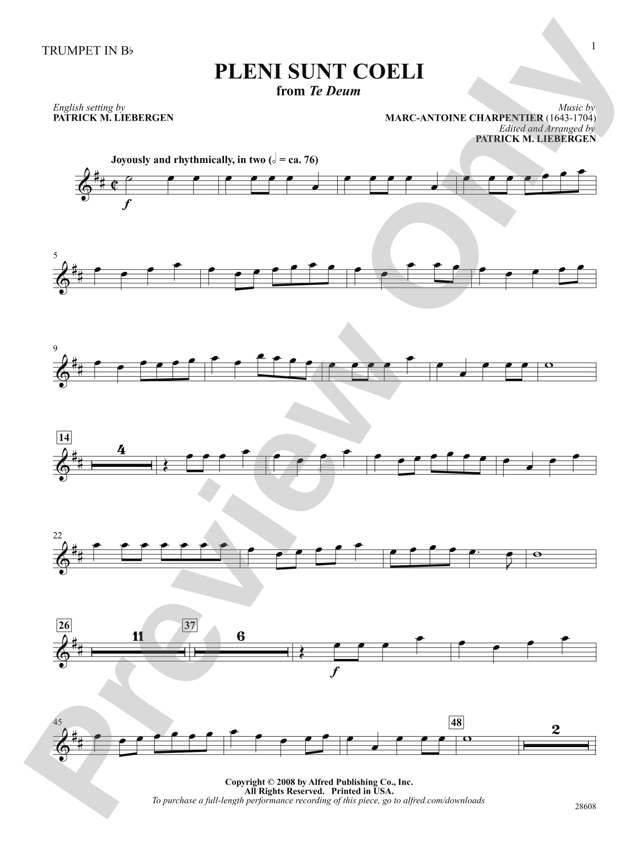 Pleni Sunt Coeli (from Te Deum): 1st B-flat Trumpet: Choral SoundPax