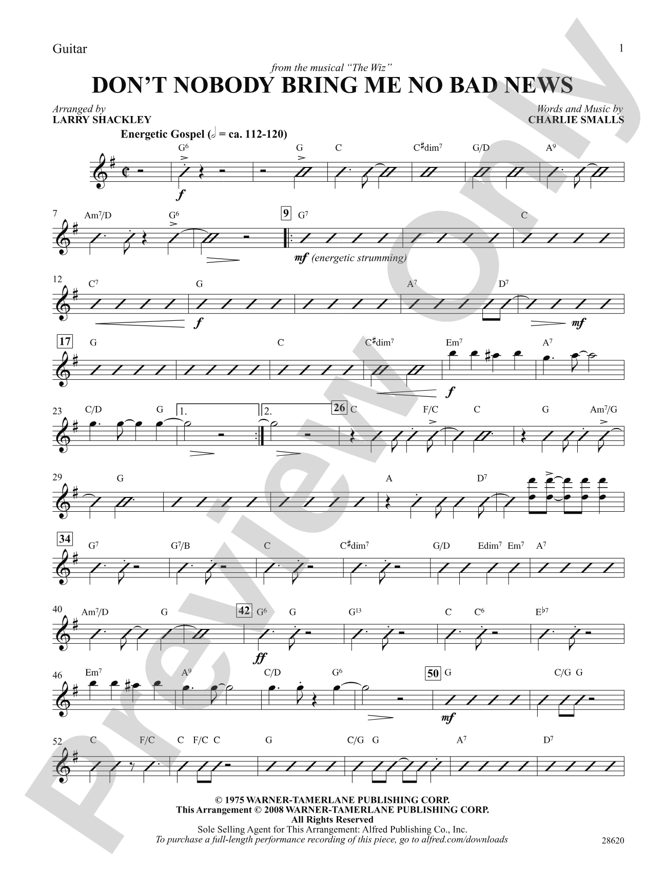 Don't Nobody Bring Me No Bad News (from the musical The Wiz): Guitar: Choral SoundPax