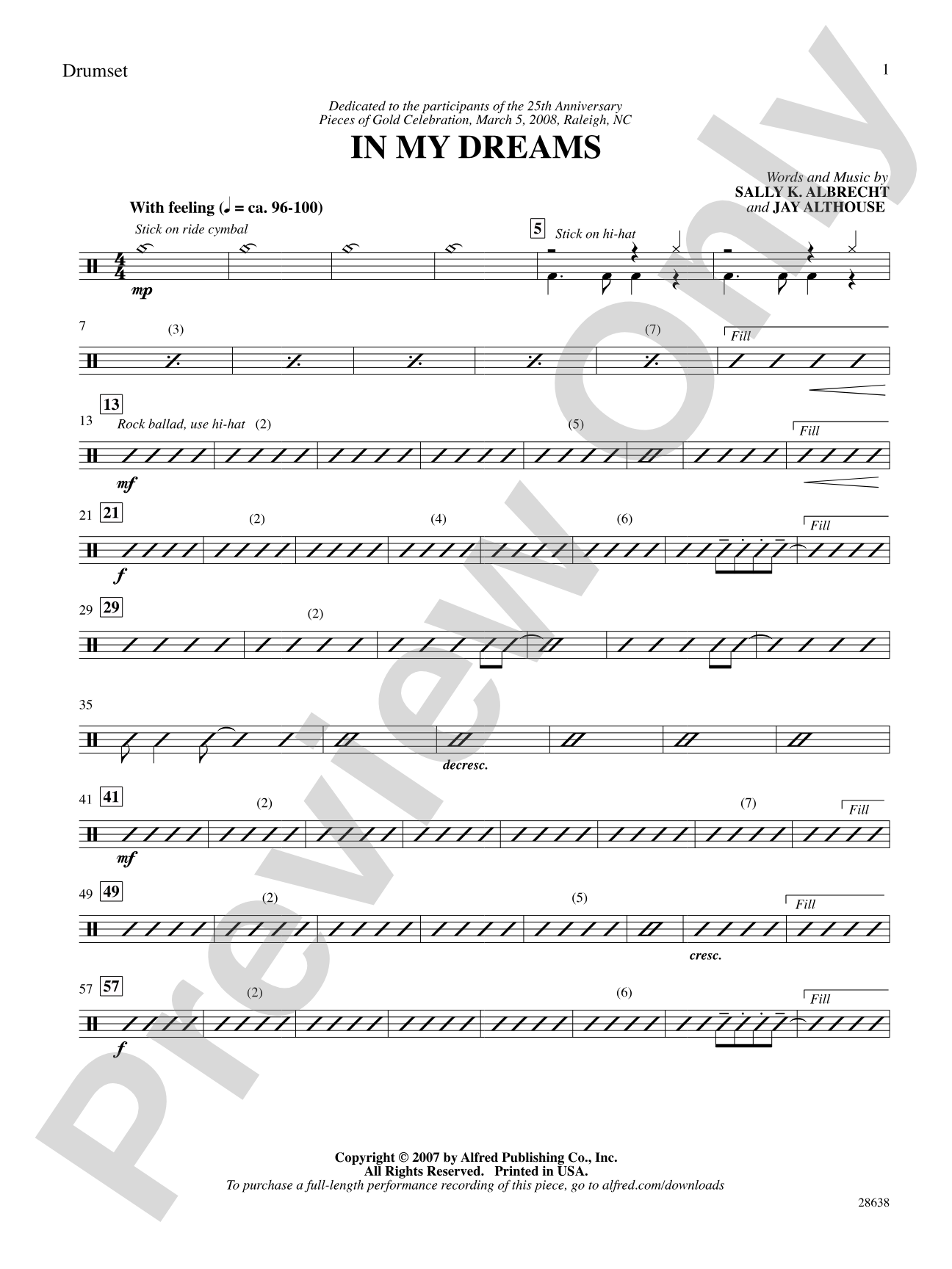 In My Dreams: Drums: Choral SoundPax