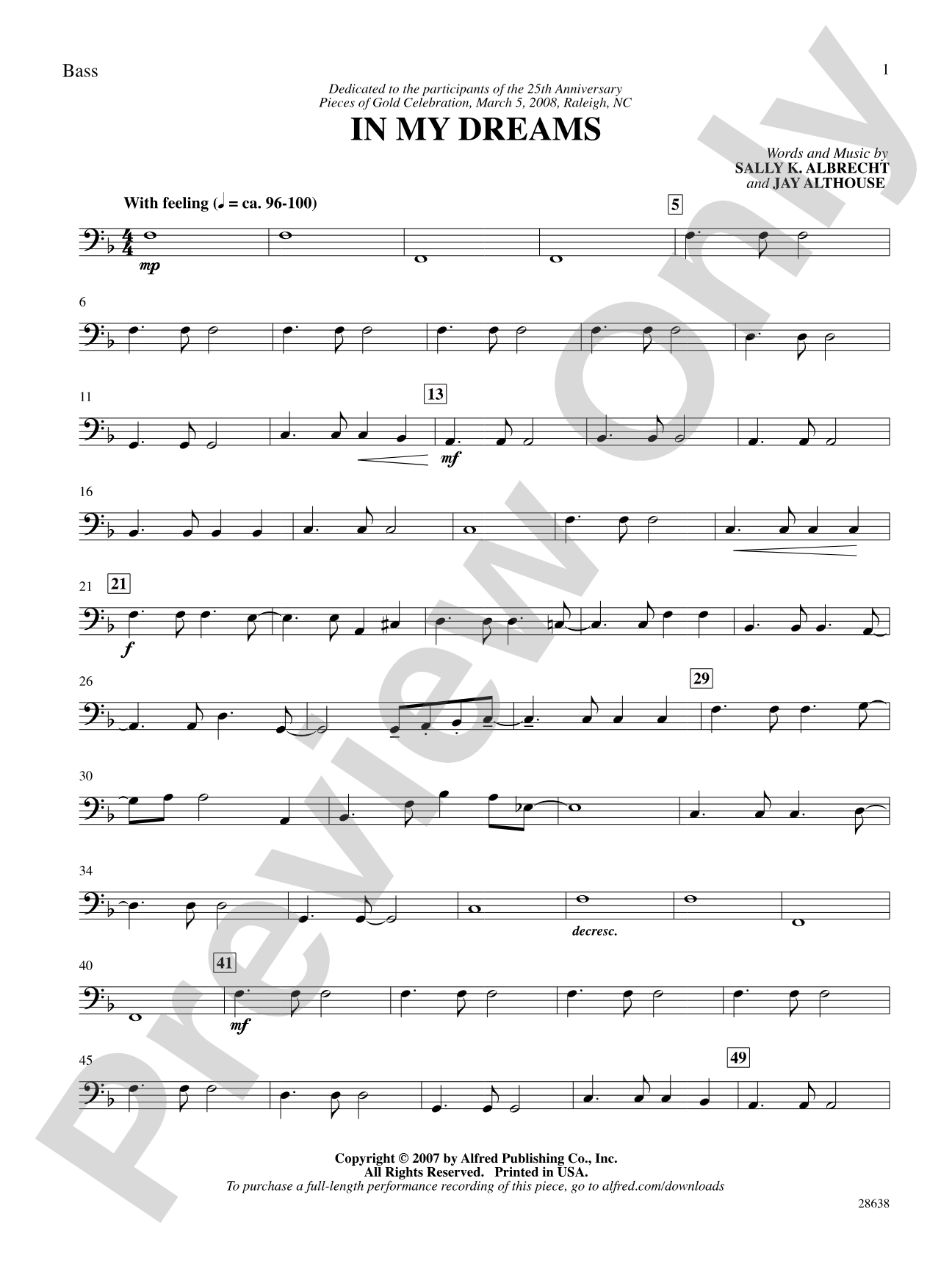 In My Dreams: String Bass: Choral SoundPax