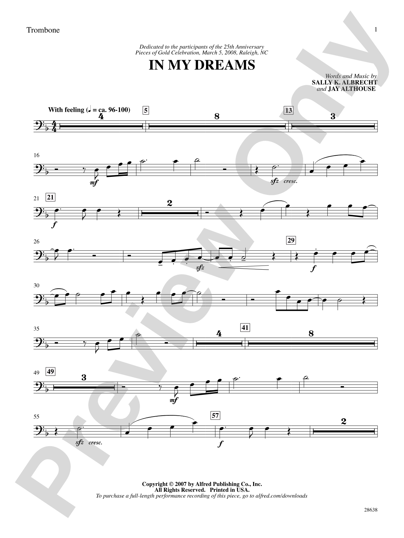 In My Dreams: 1st Trombone: Choral SoundPax
