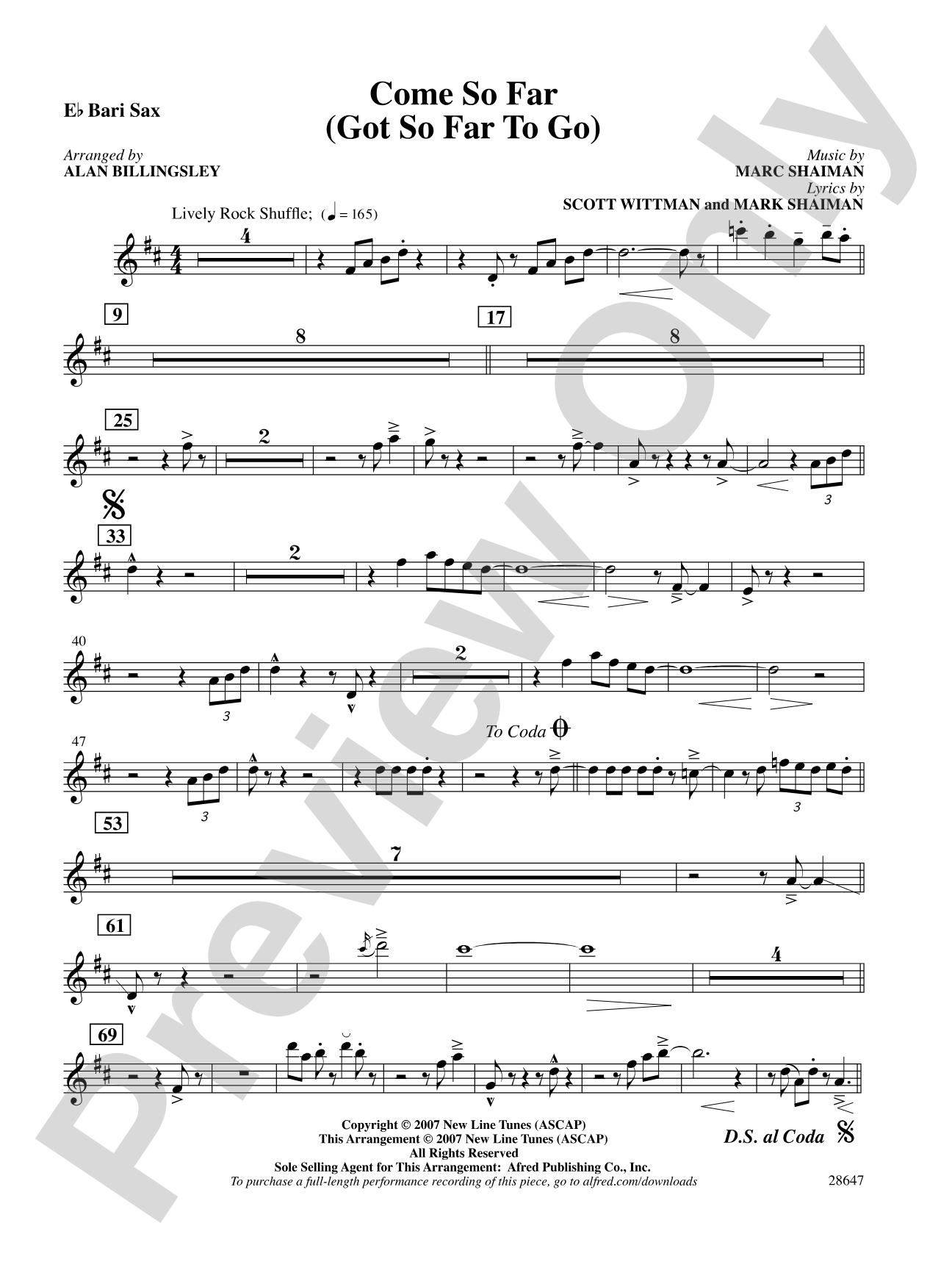 Come So Far (Got So Far to Go) (from Hairspray): E-flat Baritone Saxophone: Choral SoundPax