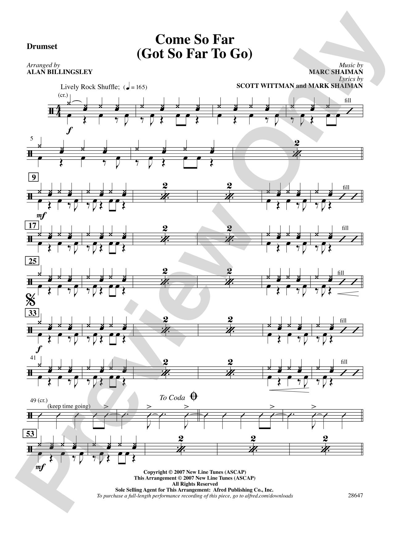 Come So Far (Got So Far to Go) (from Hairspray): Drums: Choral SoundPax