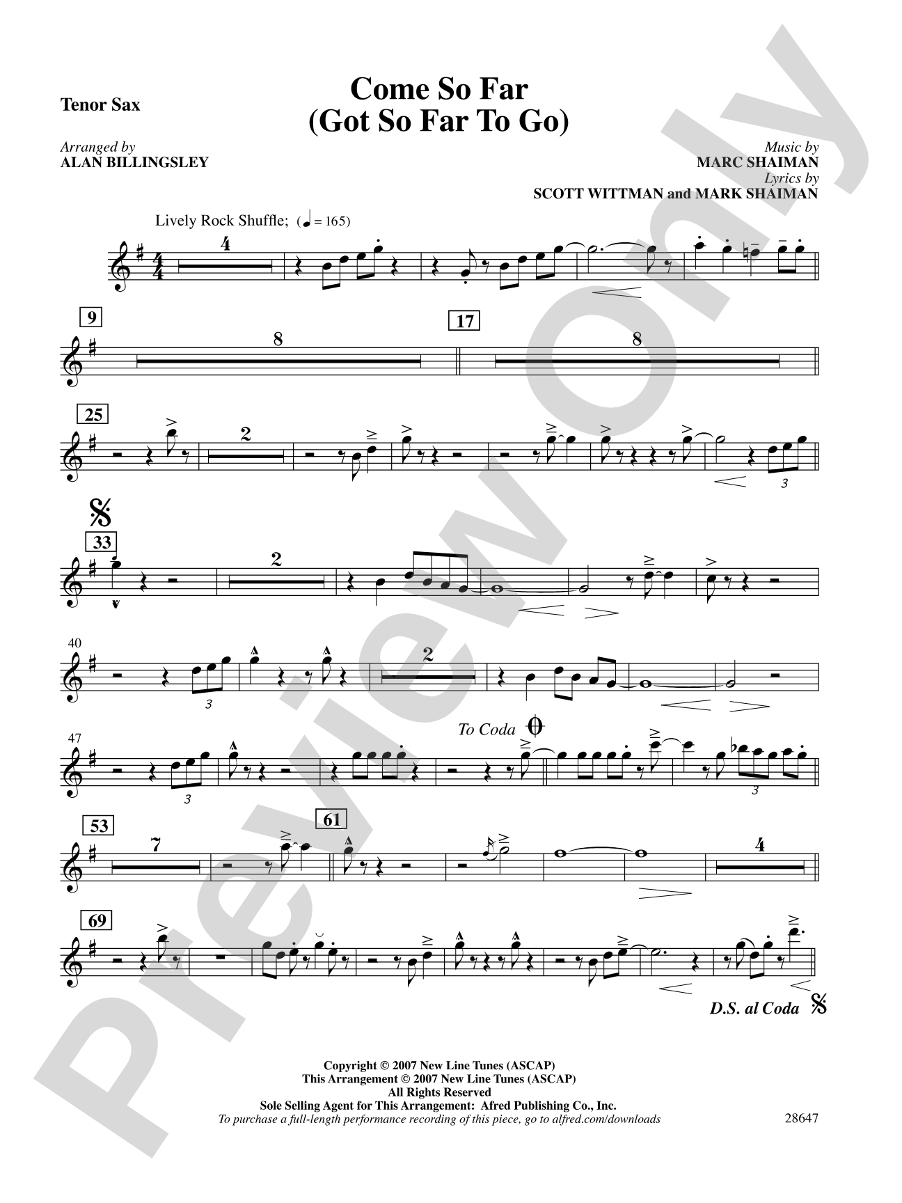 Come So Far (Got So Far to Go) (from Hairspray): B-flat Tenor Saxophone: Choral SoundPax