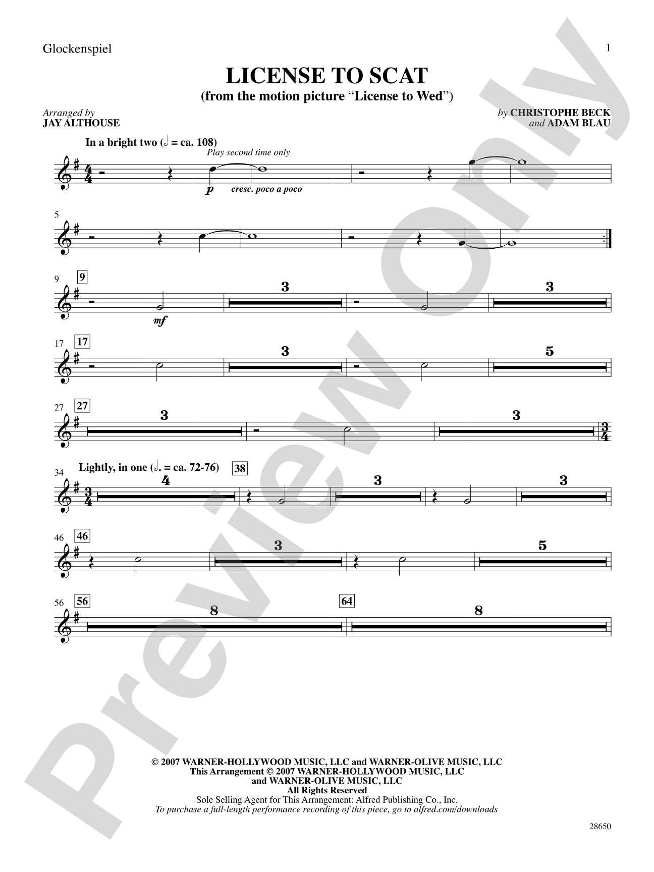 License to Scat (from the motion picture License to Wed): Bells: Choral SoundPax