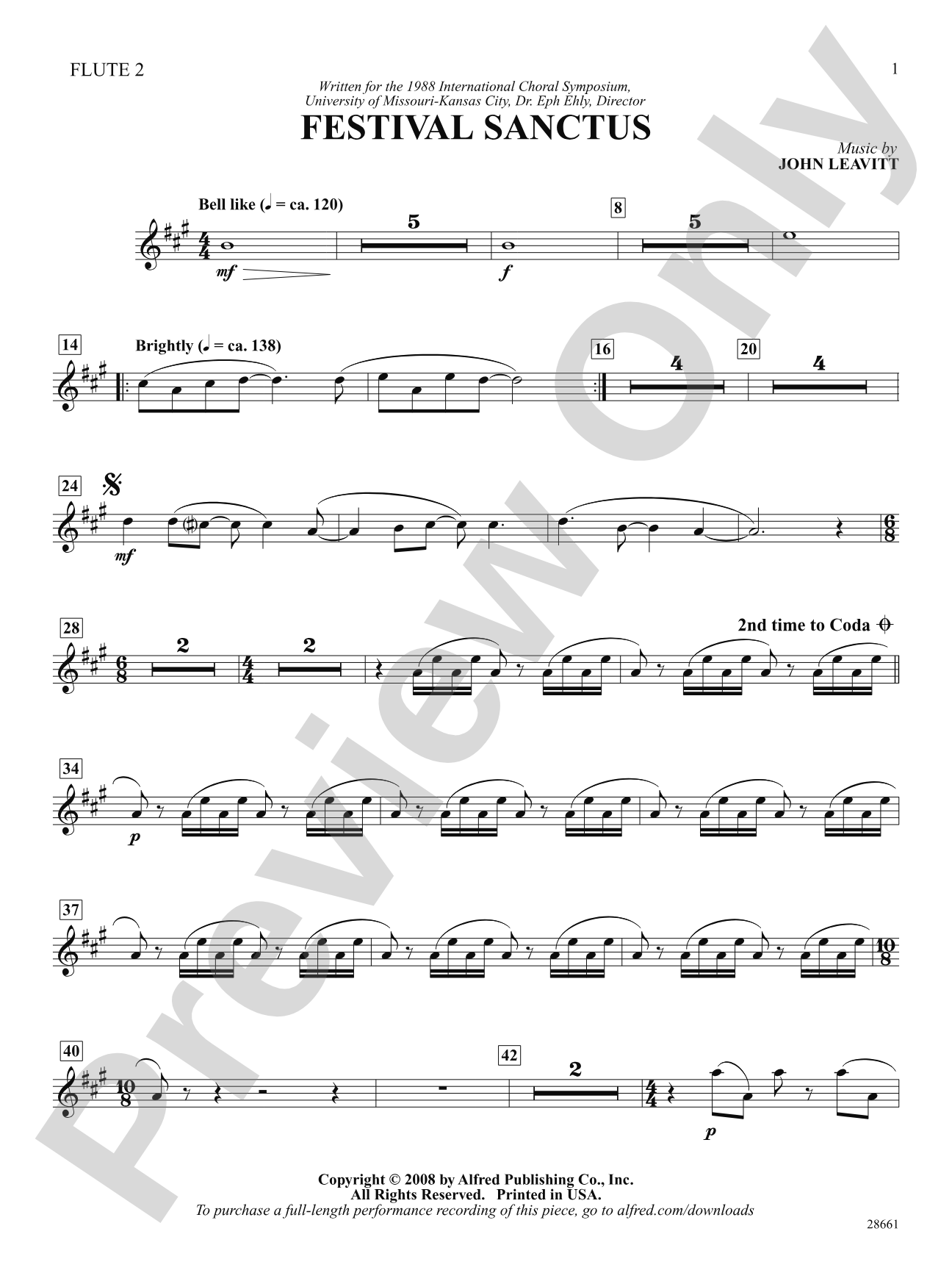 Festival Sanctus: 2nd Flute: Choral SoundPax