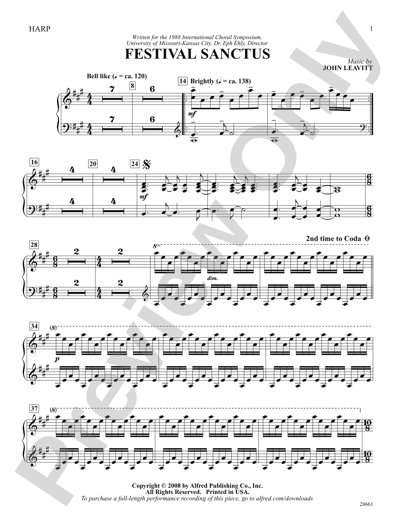 Festival Sanctus: Harp: Choral SoundPax