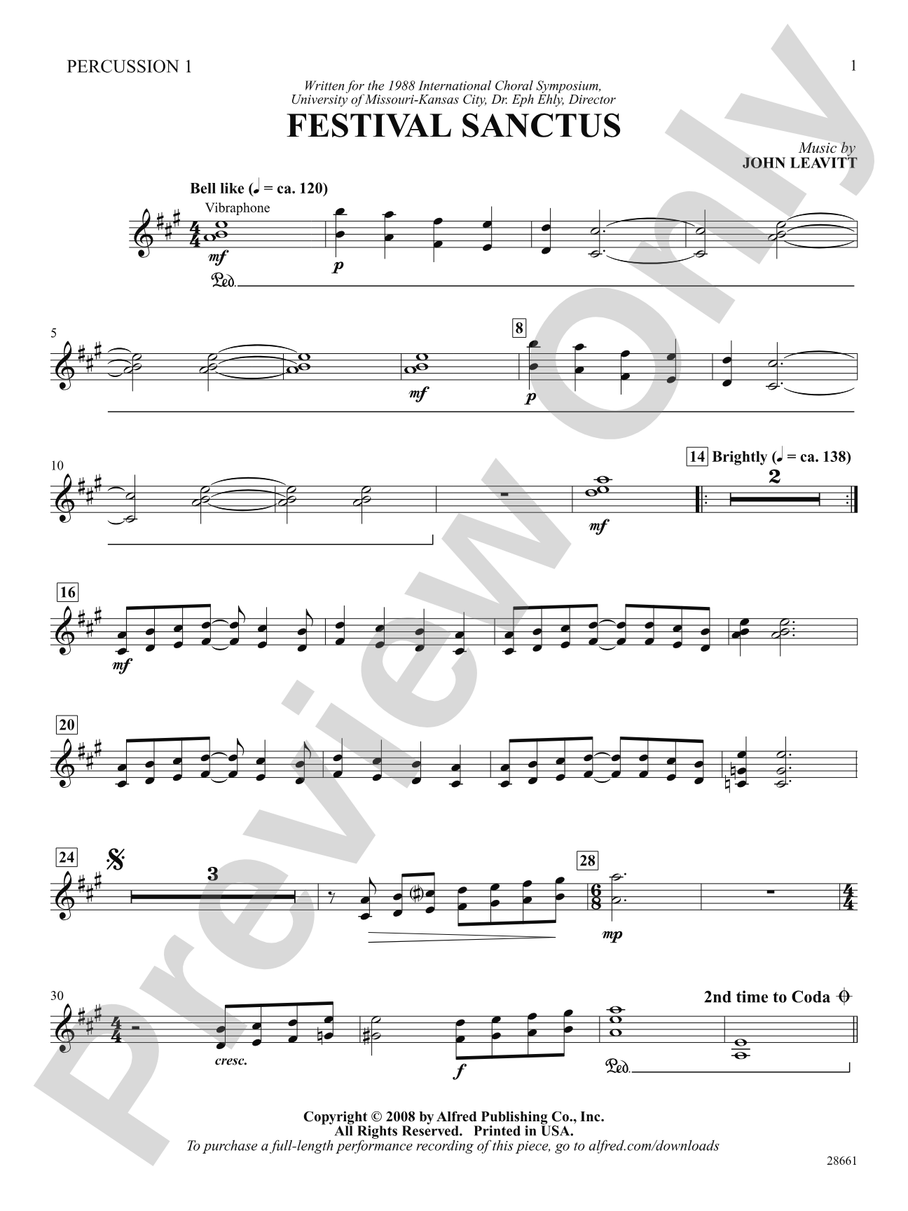 Festival Sanctus: 1st Percussion: Choral SoundPax