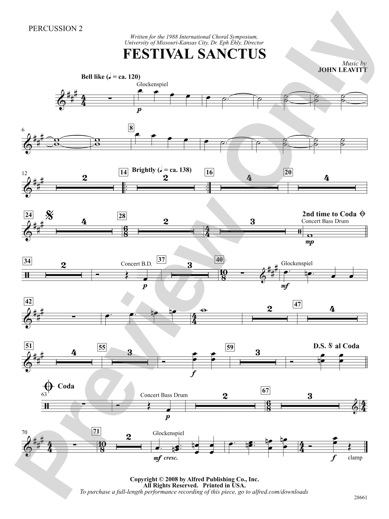 Festival Sanctus: 2nd Percussion: Choral SoundPax