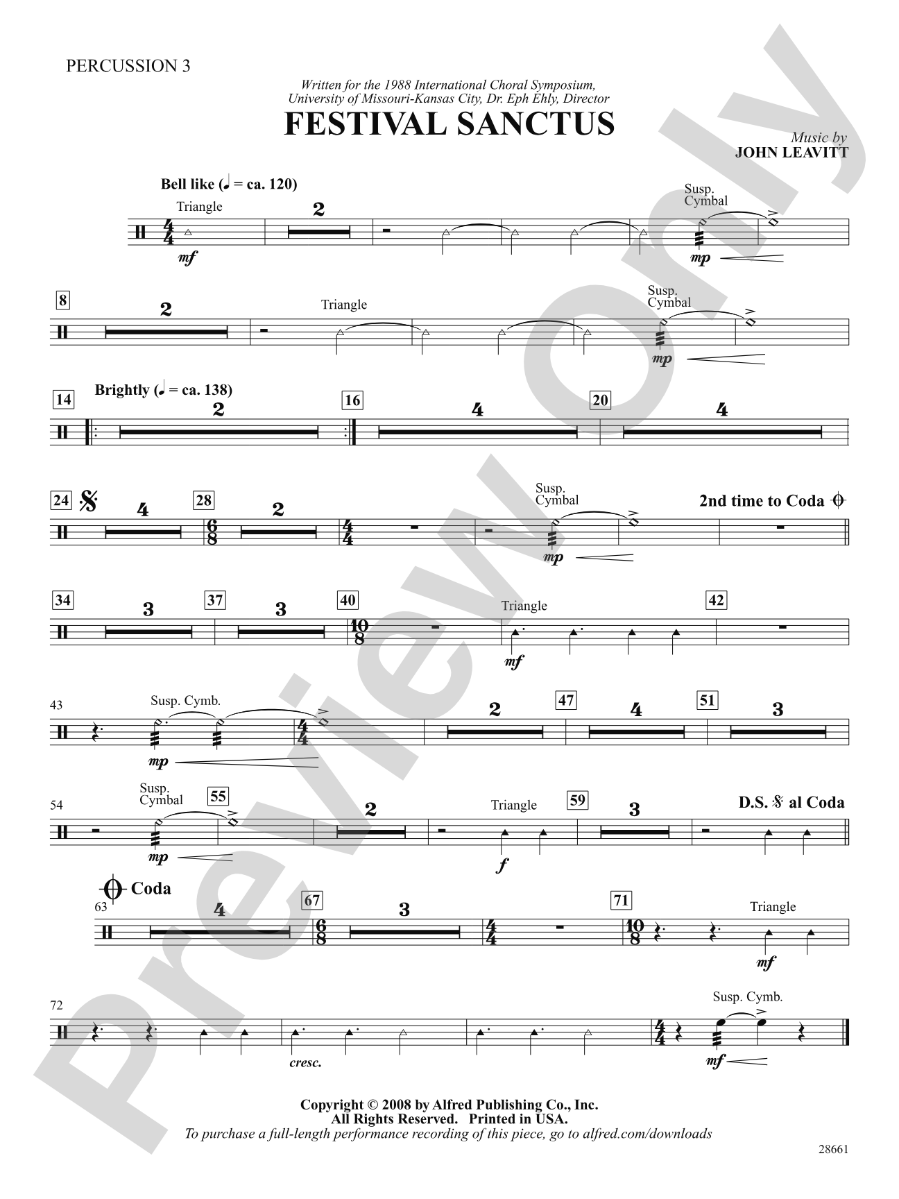 Festival Sanctus: 3rd Percussion: Choral SoundPax