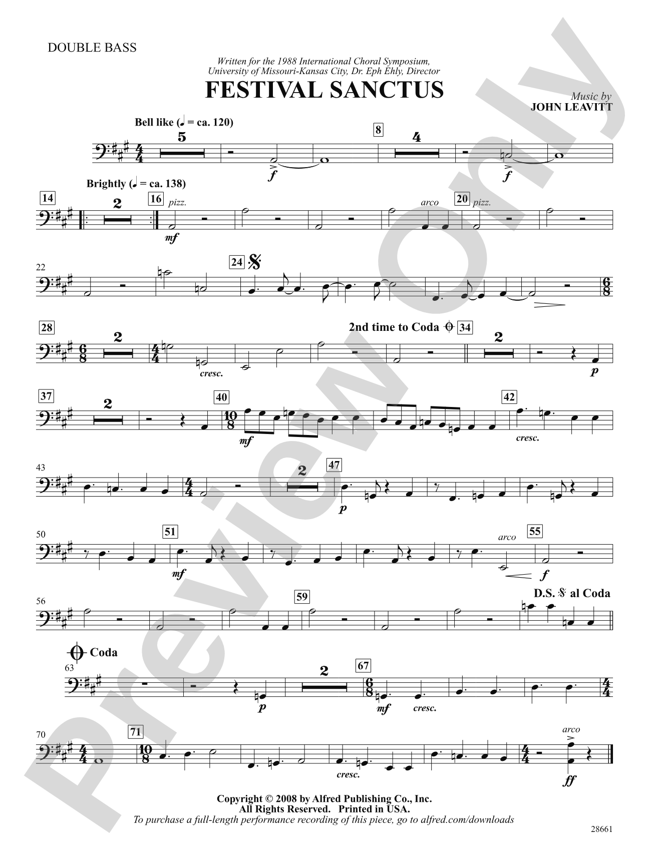 Festival Sanctus: String Bass: Choral SoundPax