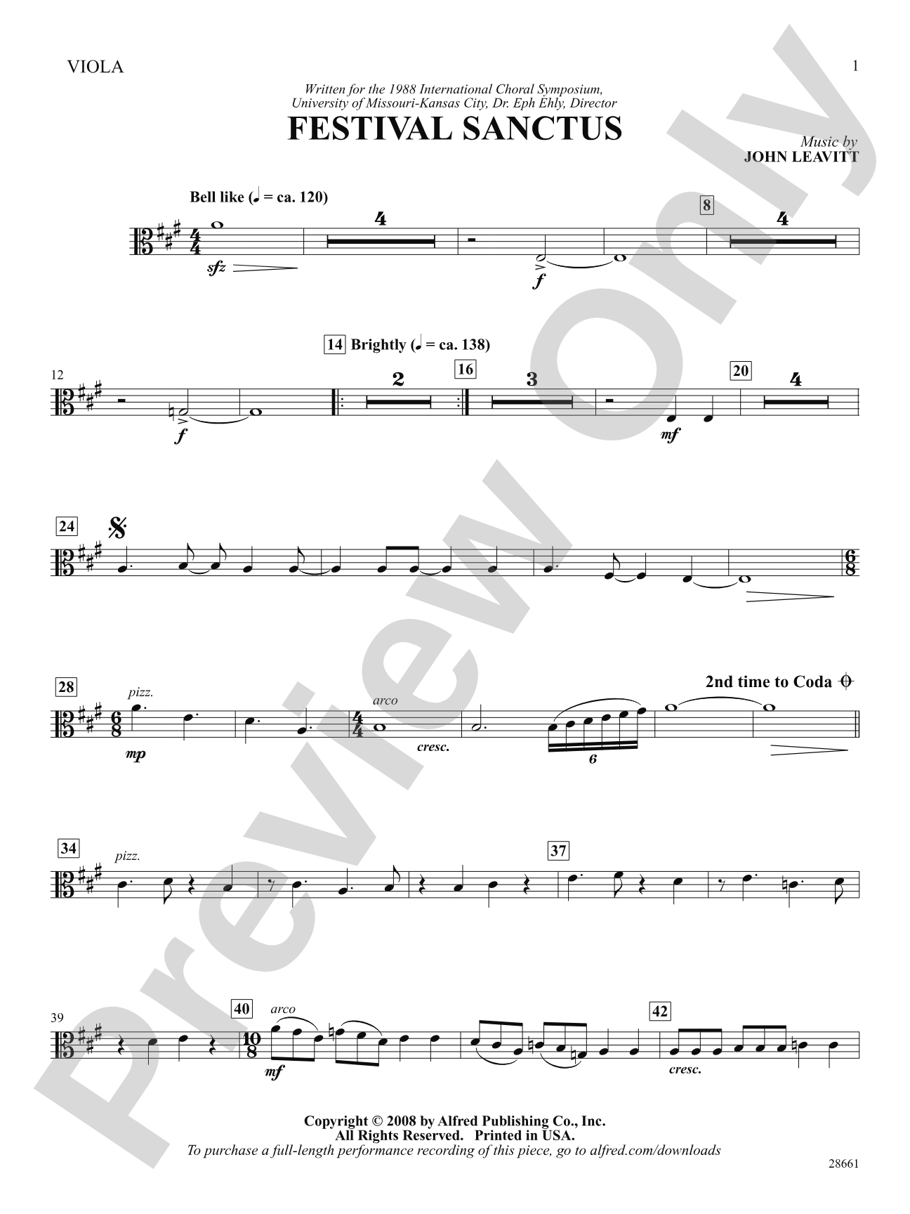 Festival Sanctus: Viola: Choral SoundPax