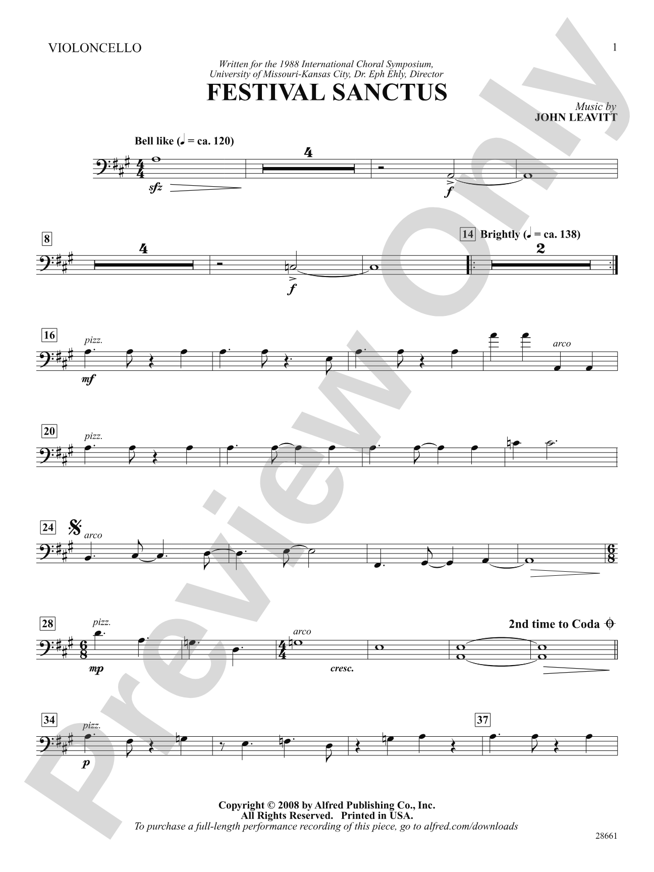 Festival Sanctus: Cello: Choral SoundPax