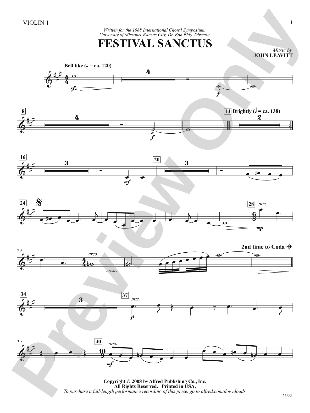 Festival Sanctus: 1st Violin: Choral SoundPax