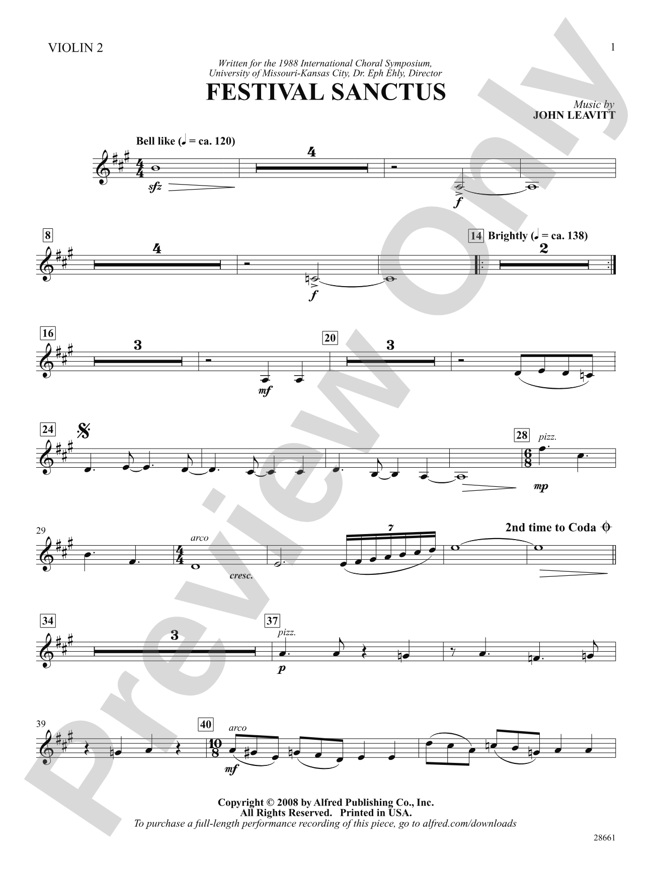 Festival Sanctus: 2nd Violin: Choral SoundPax